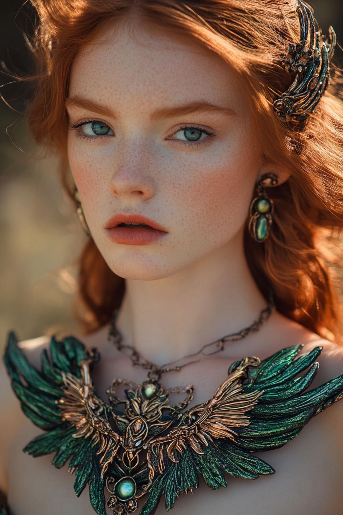 Come up and generate a jewelry that does not exist in reality simultaneously functional and artistic. It can be a necklace, earring, bracelet, diadem or brooch, made in an unexpected version.. In the style of elves on alpha
