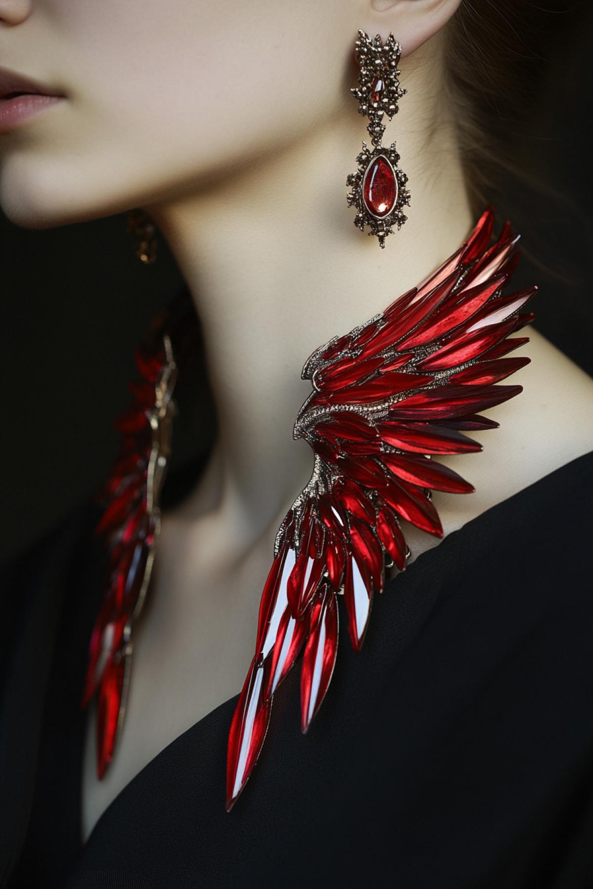 Come up and generate a jewelry that does not exist in reality simultaneously functional and artistic. It can be a necklace, earring, bracelet, diadem or brooch, made in an unexpected version.. In the style of beast