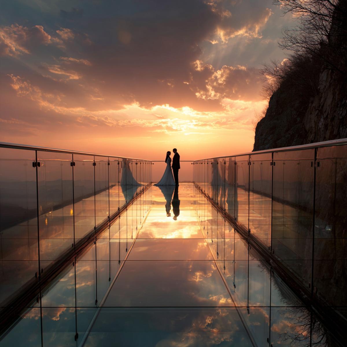 Glass Bridge on which there is a couple of lovers