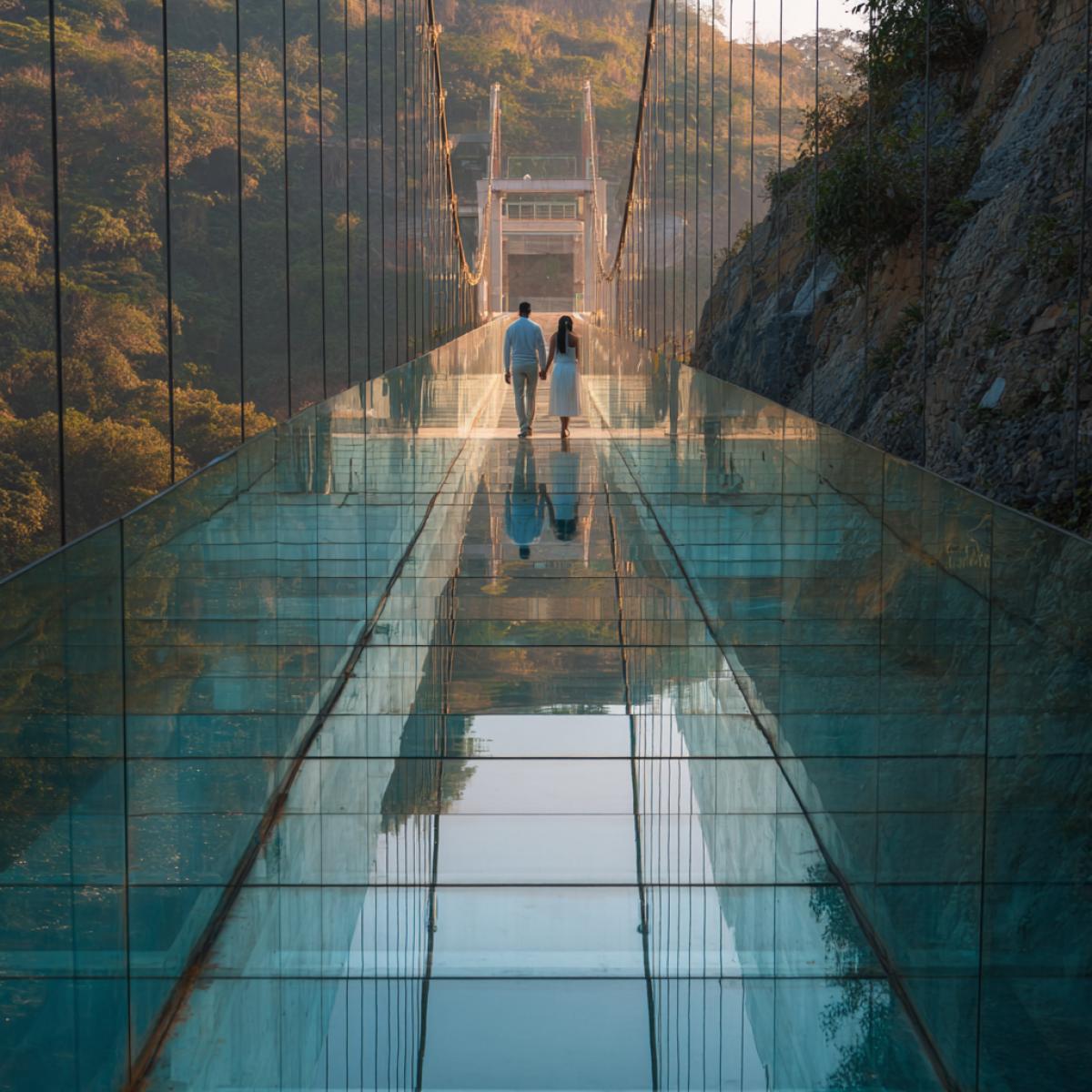 Glass Bridge on which there is a couple of lovers