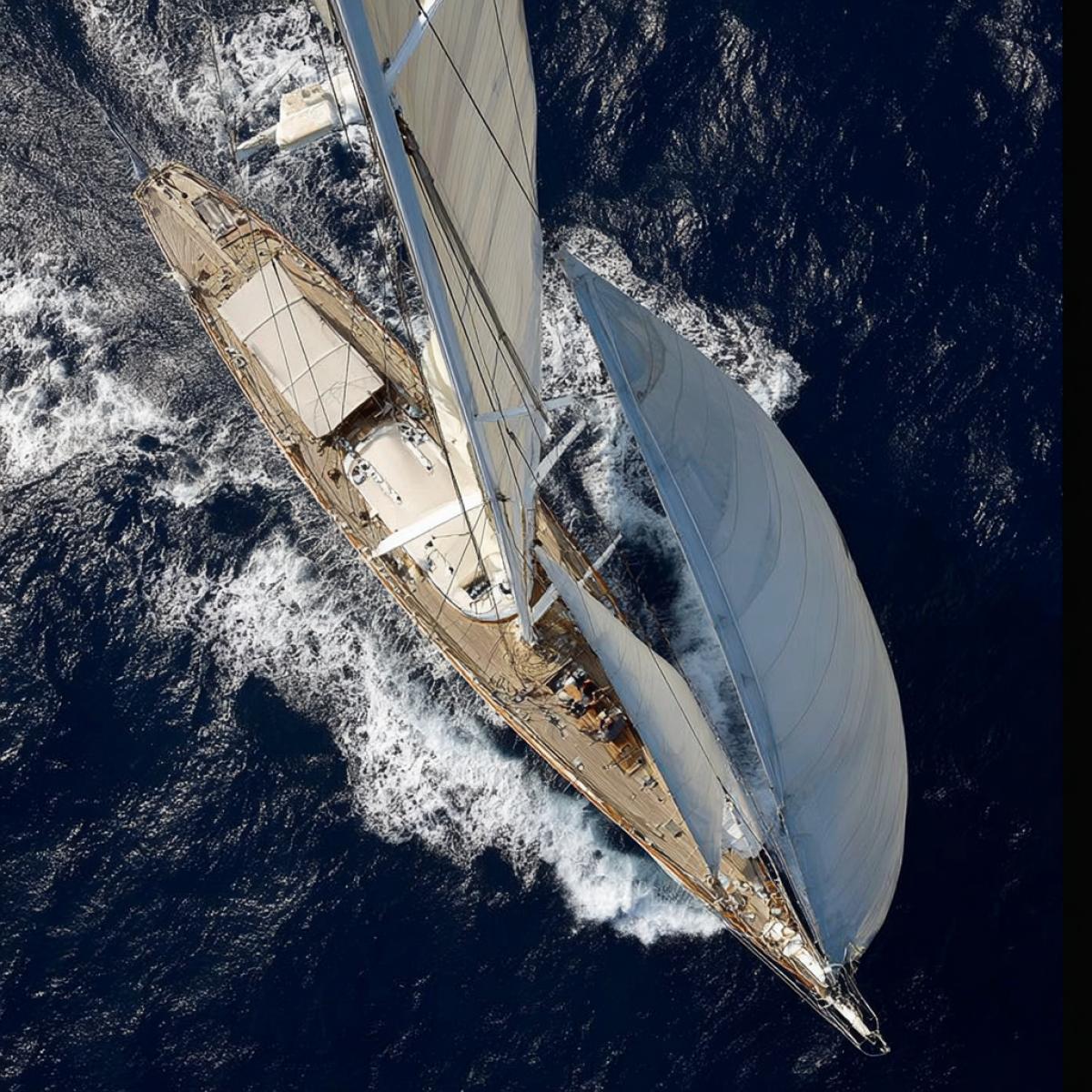 sailing yacht top view, photo awarded