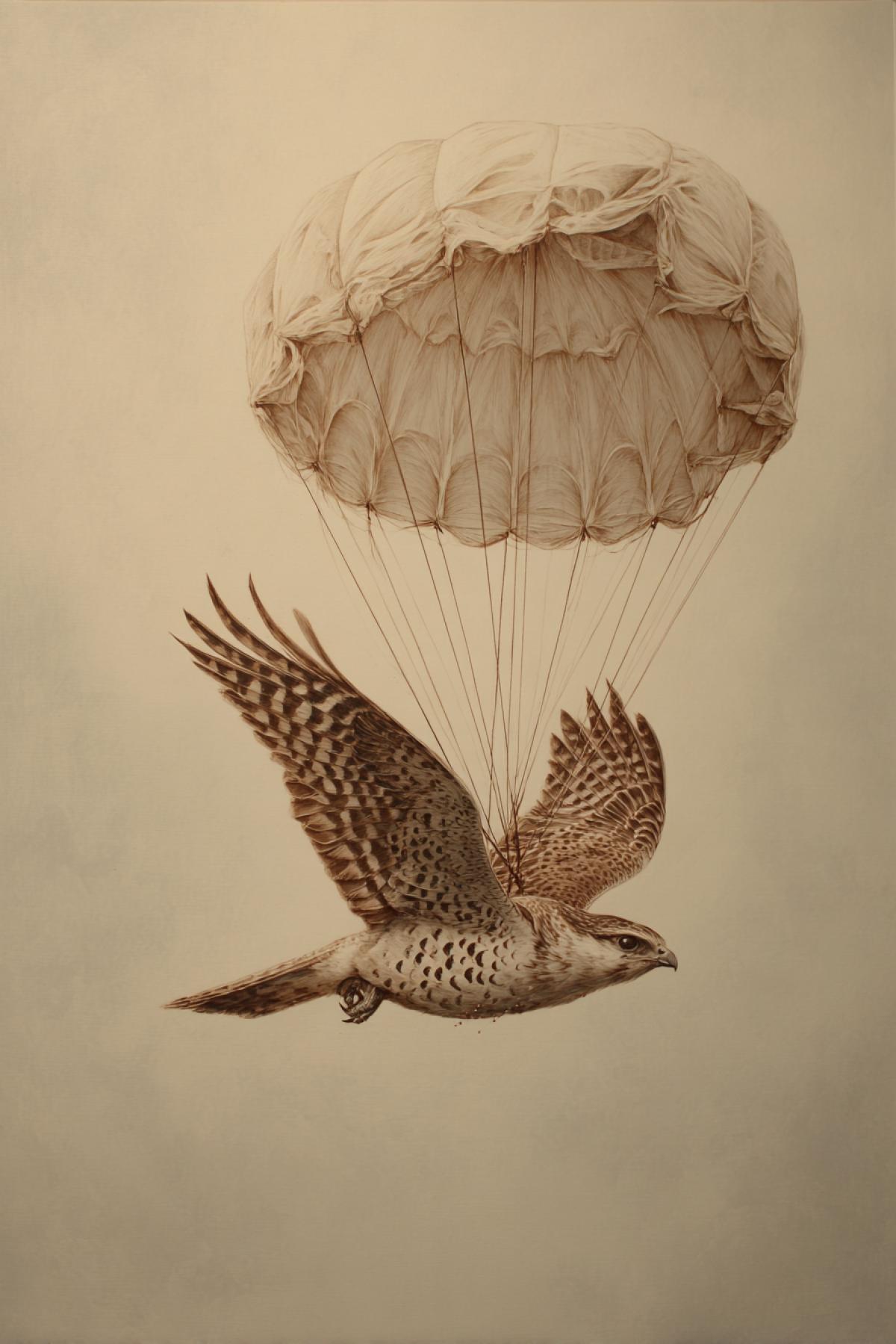 Bird with a parachute