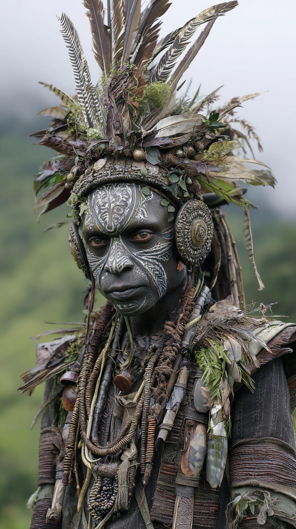 Alien from the wild papuans tribe, papua-foreigner