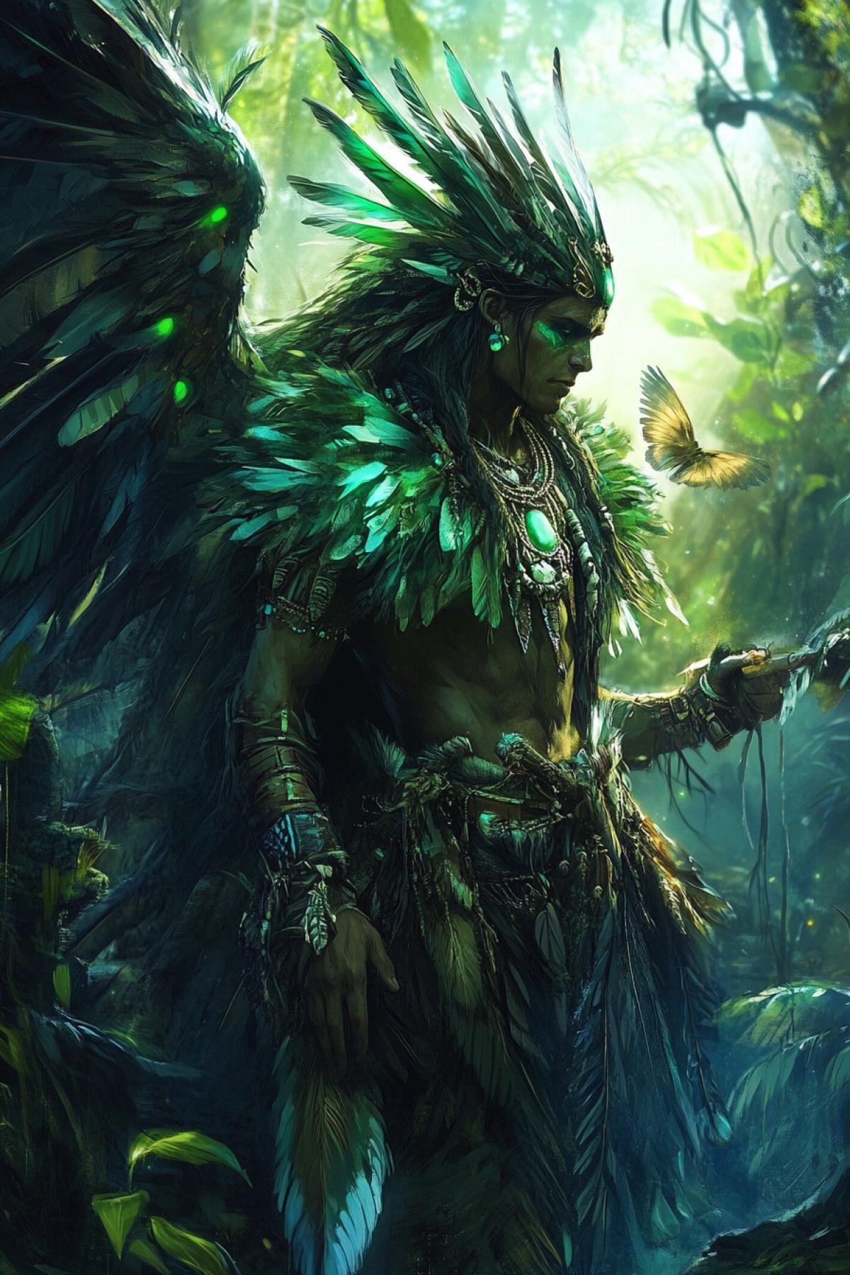 Create an image of a fictional tribe existing in harsh nature. Show the holiday in the tribe in bright beauties. Wednesday to choose from: jungle; You can add satellite animals. In the style of star warrior