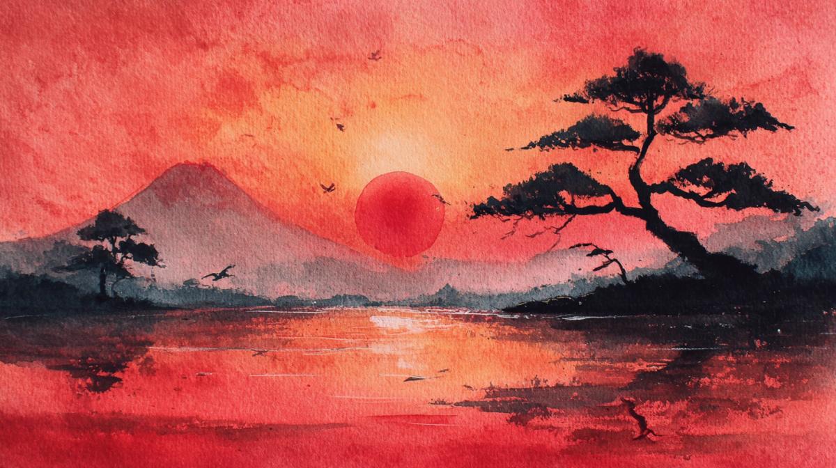 Sunset Japanese painting