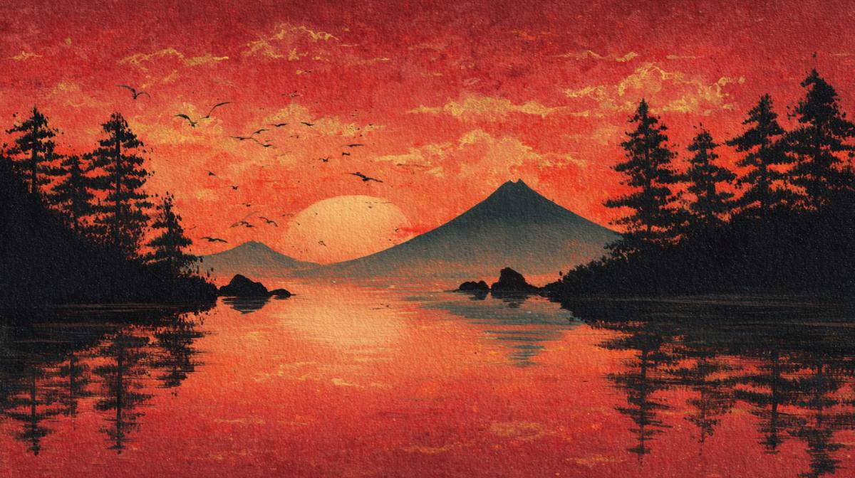 Sunset Japanese painting