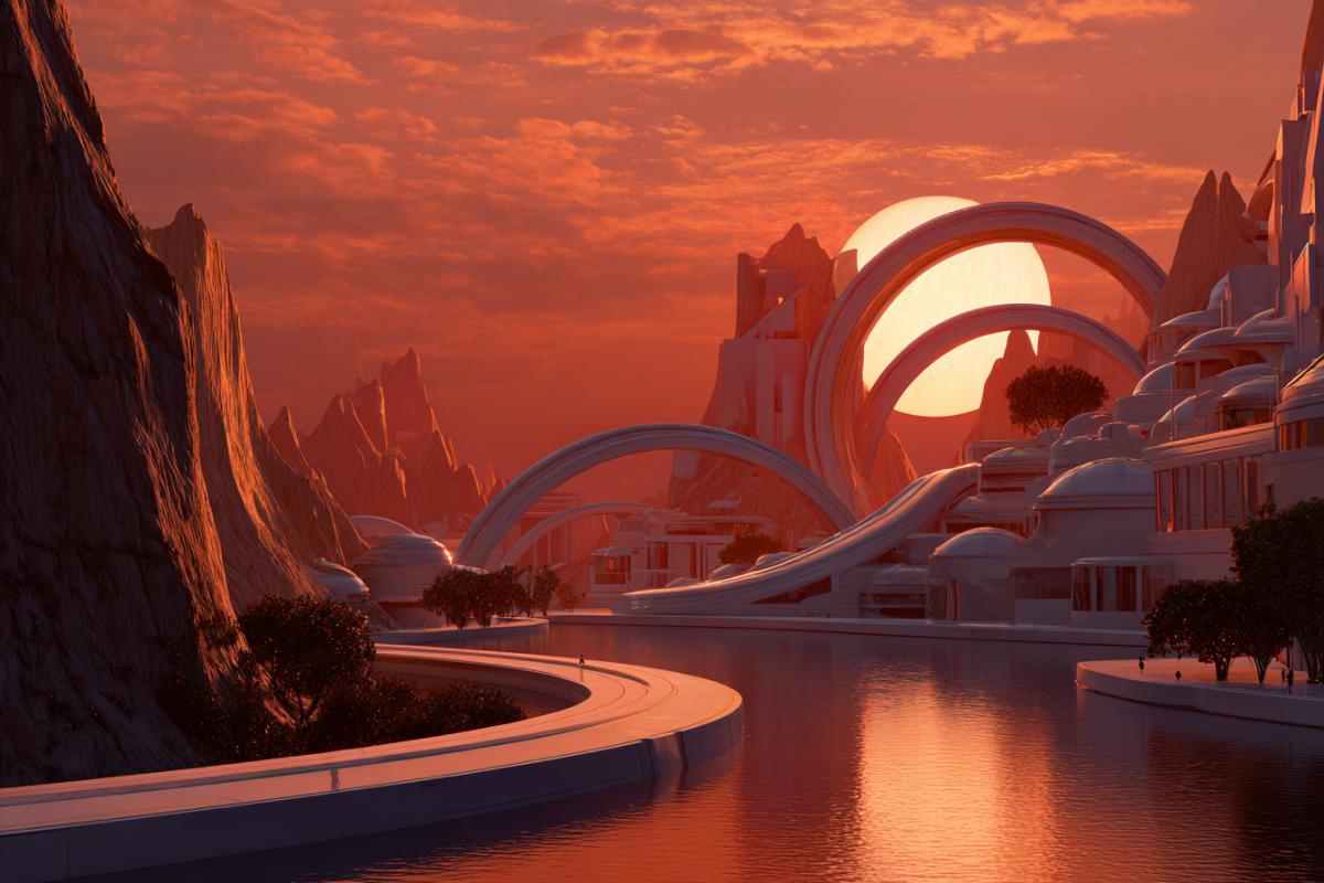 Sunset on the NEOPLANT. Futurism
