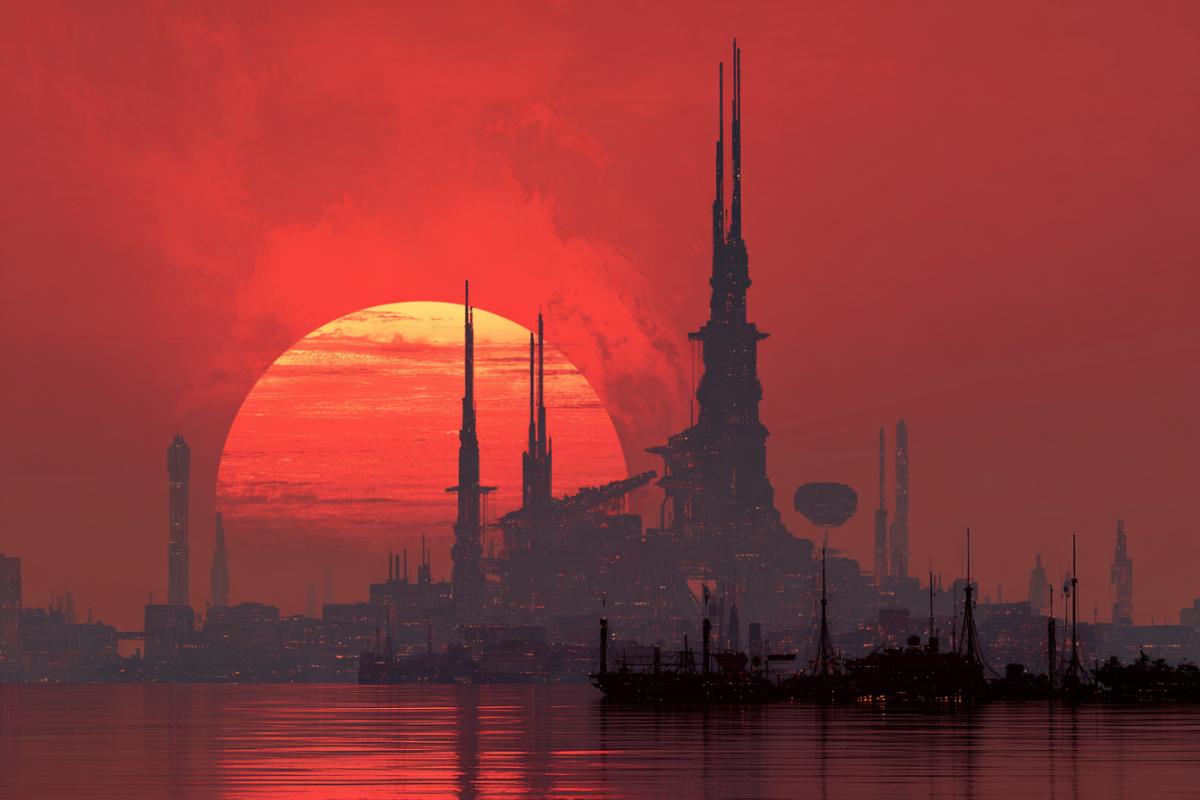 Sunset on the NEOPLANT. Futurism
