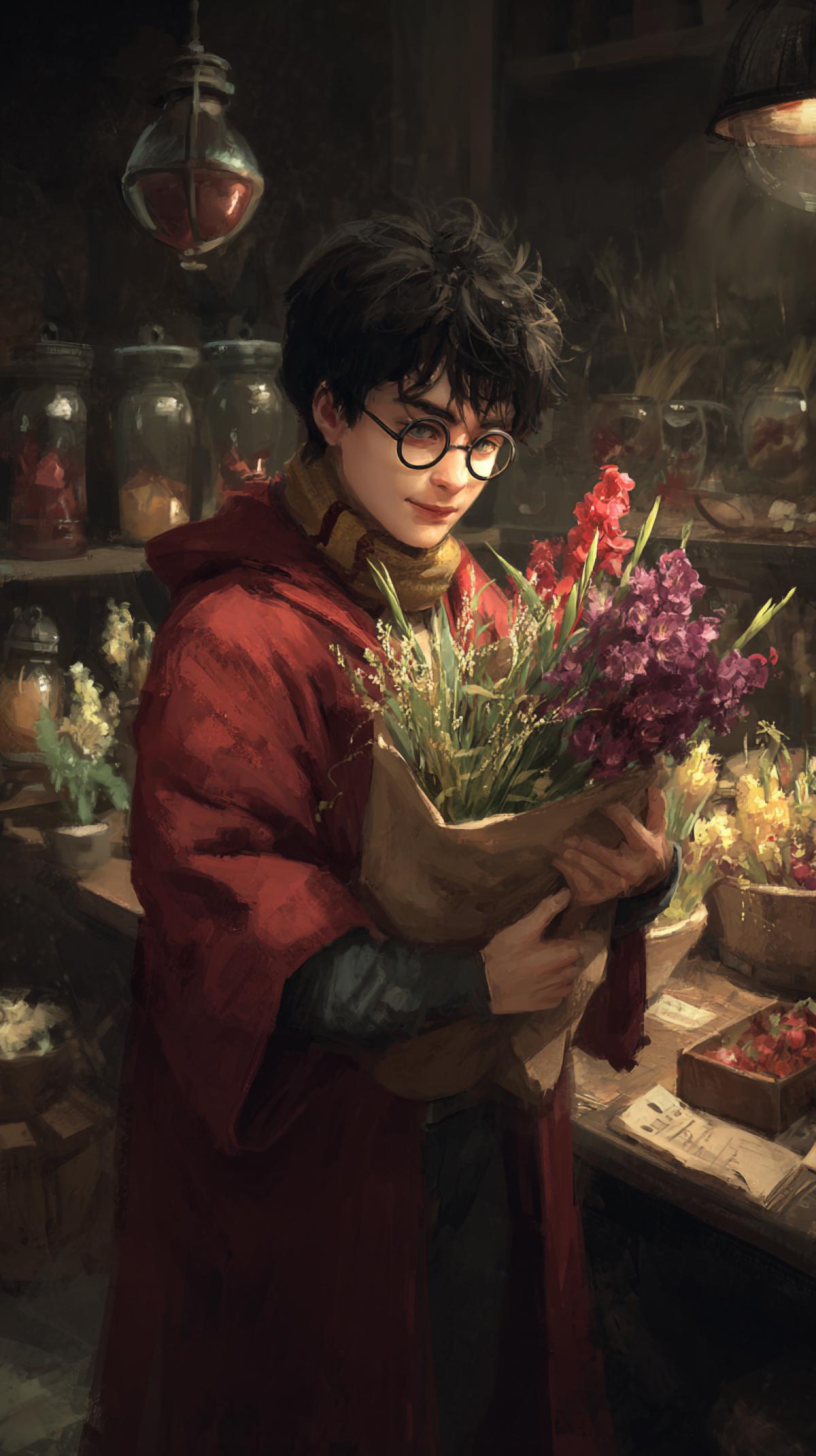 Harry Potter with a bouquet of gladioli on September first gives flowers to a potion teacher