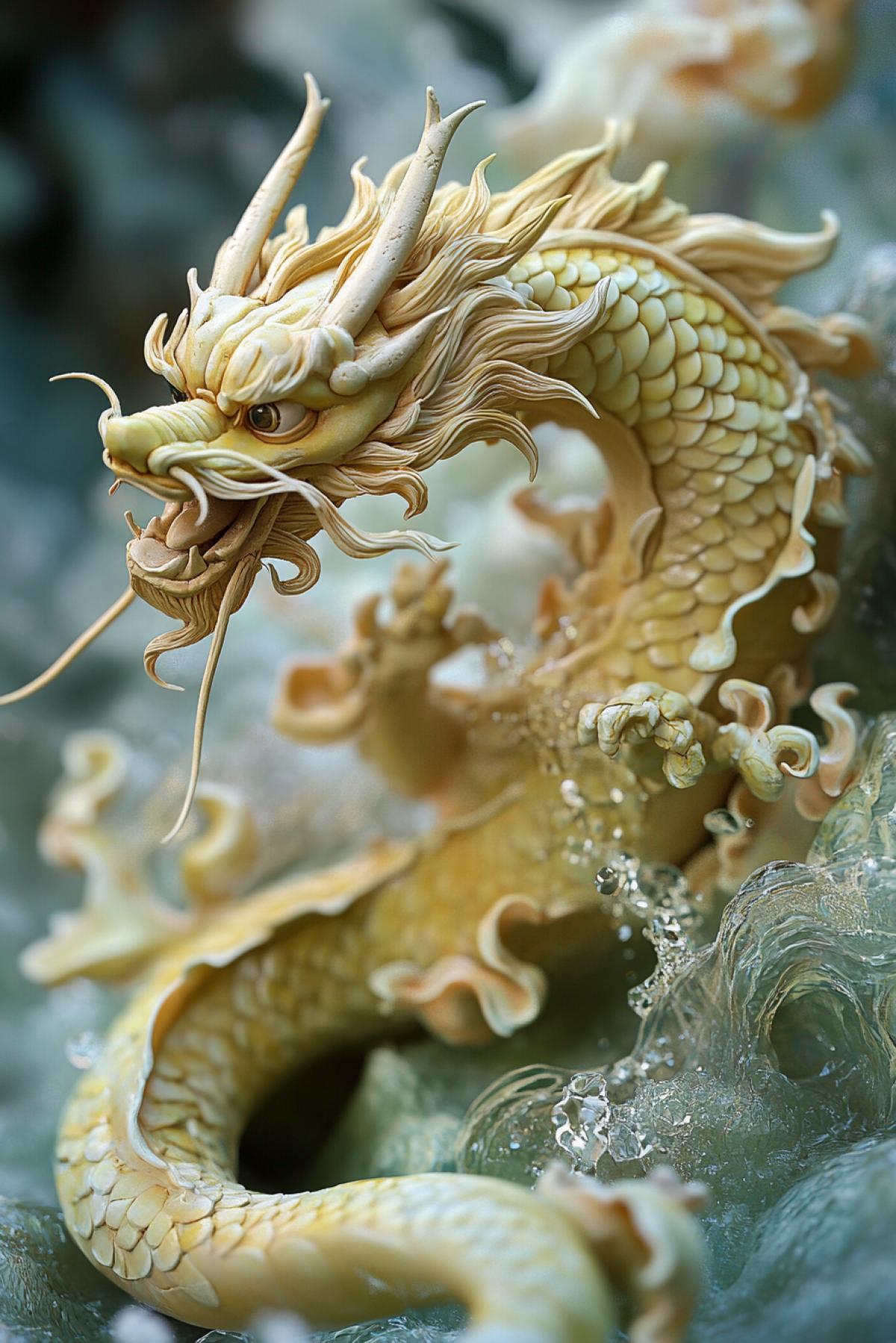 Generate images of copyright products created by hand: exquisite clay figyellow water, in the style of fantasy