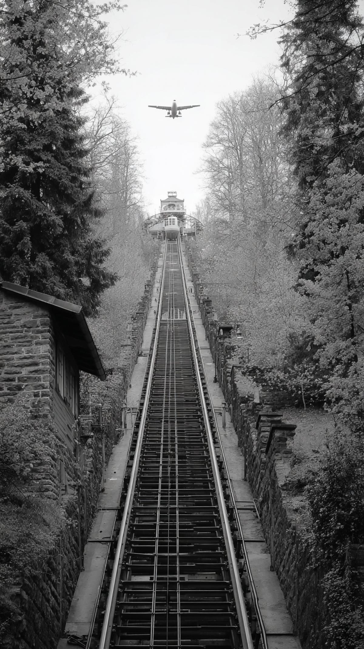 The prospect from below to the top, lifting the funicular to the top to the plane