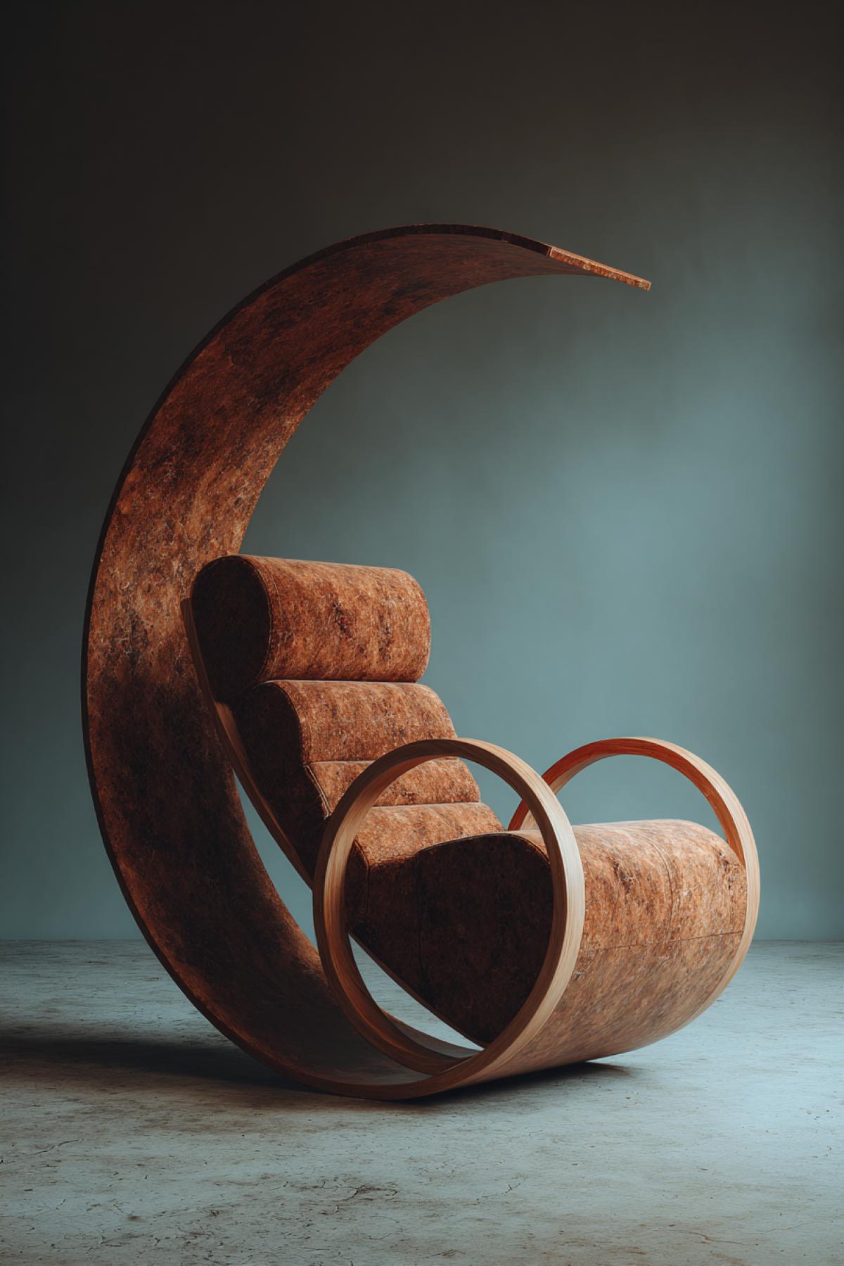 A chair for relaxing in an inconceivable form. In the style of neopolitanism