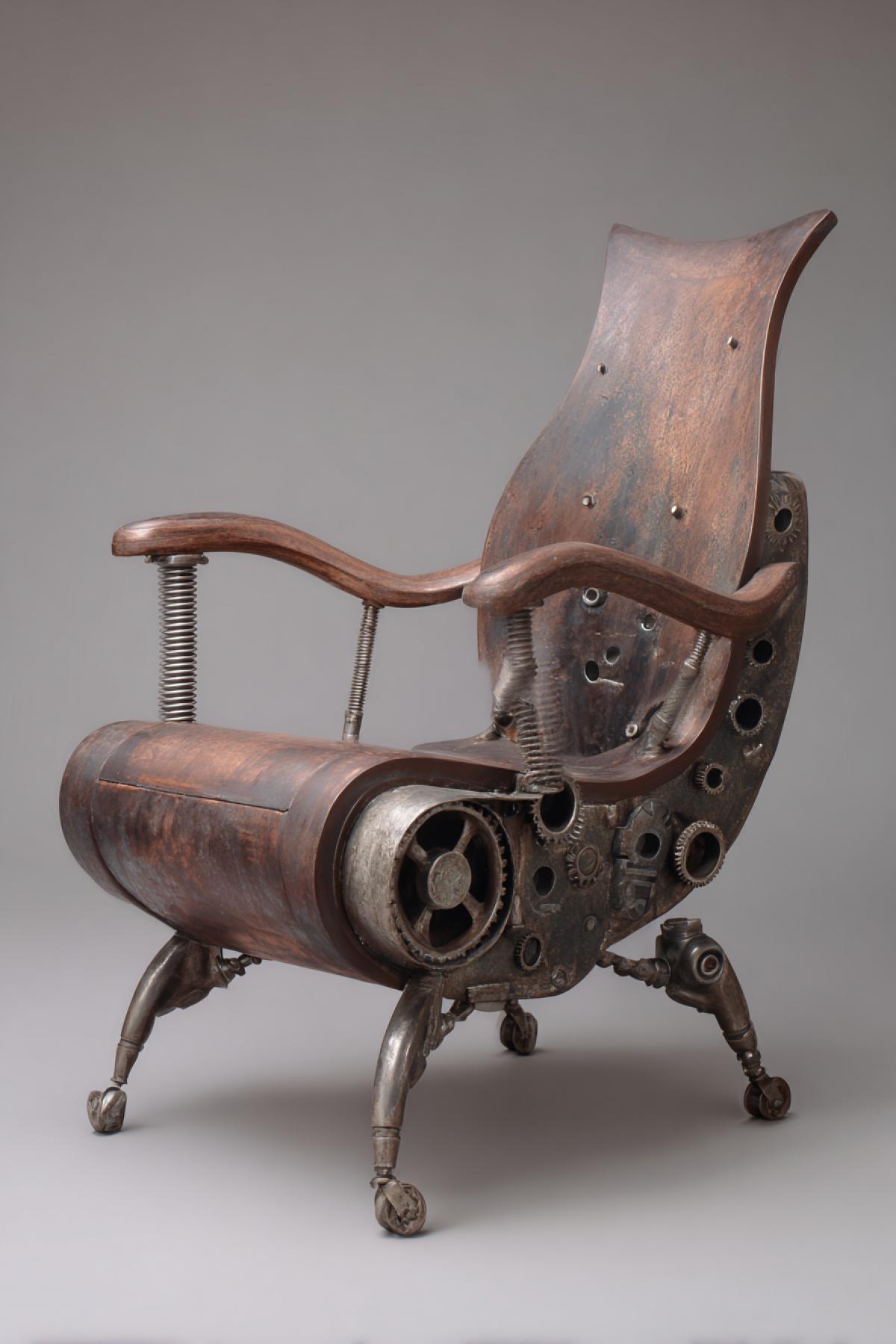 A chair for relaxing in an inconceivable form. In the style of neopolitanism