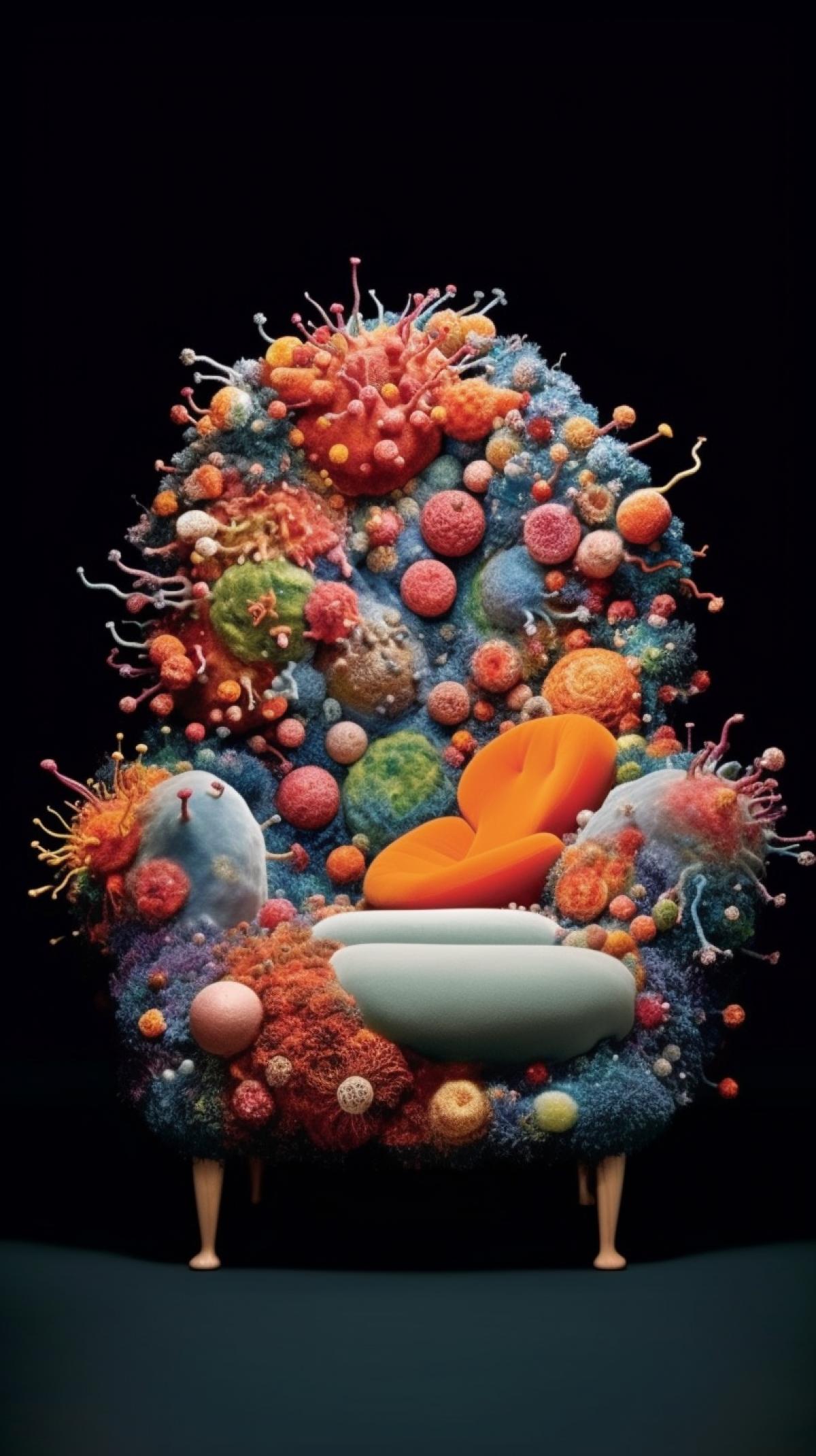 Armchair of microorganisms, bacteria and quietchings in space