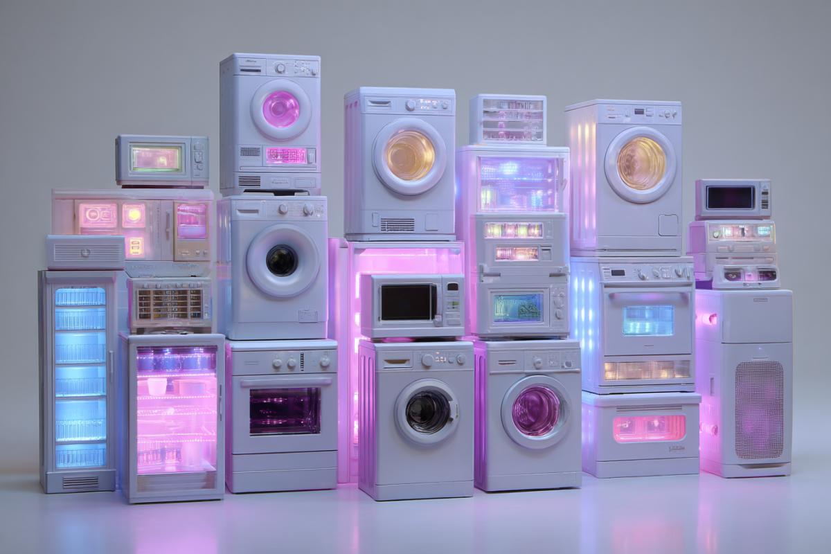 Mount of household appliances shines