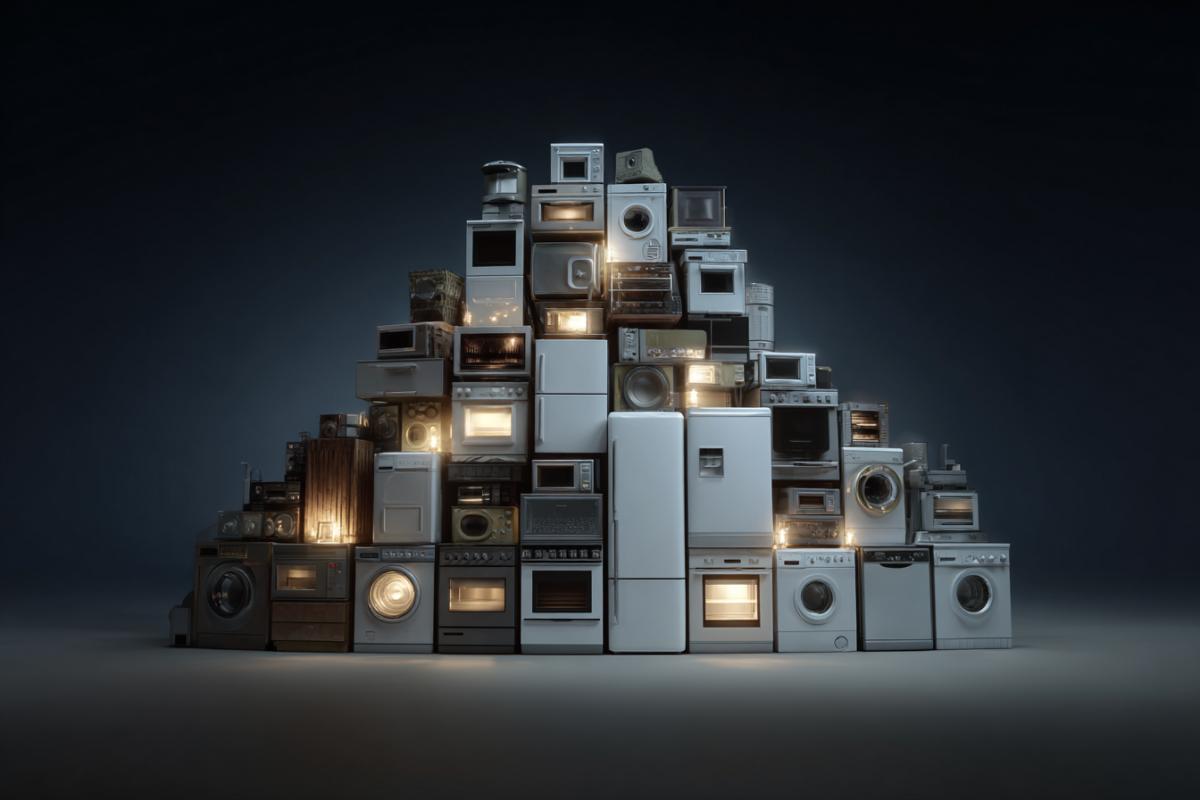 Mount of household appliances shines