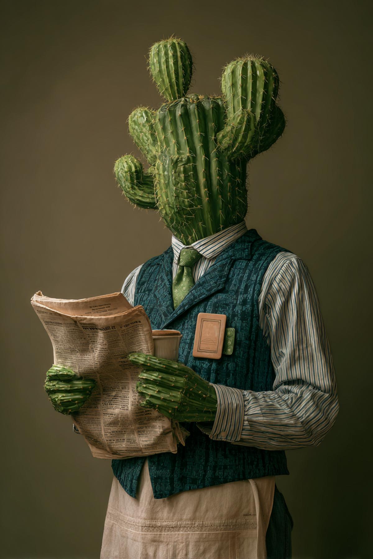 Office clerk in the image of a cactus