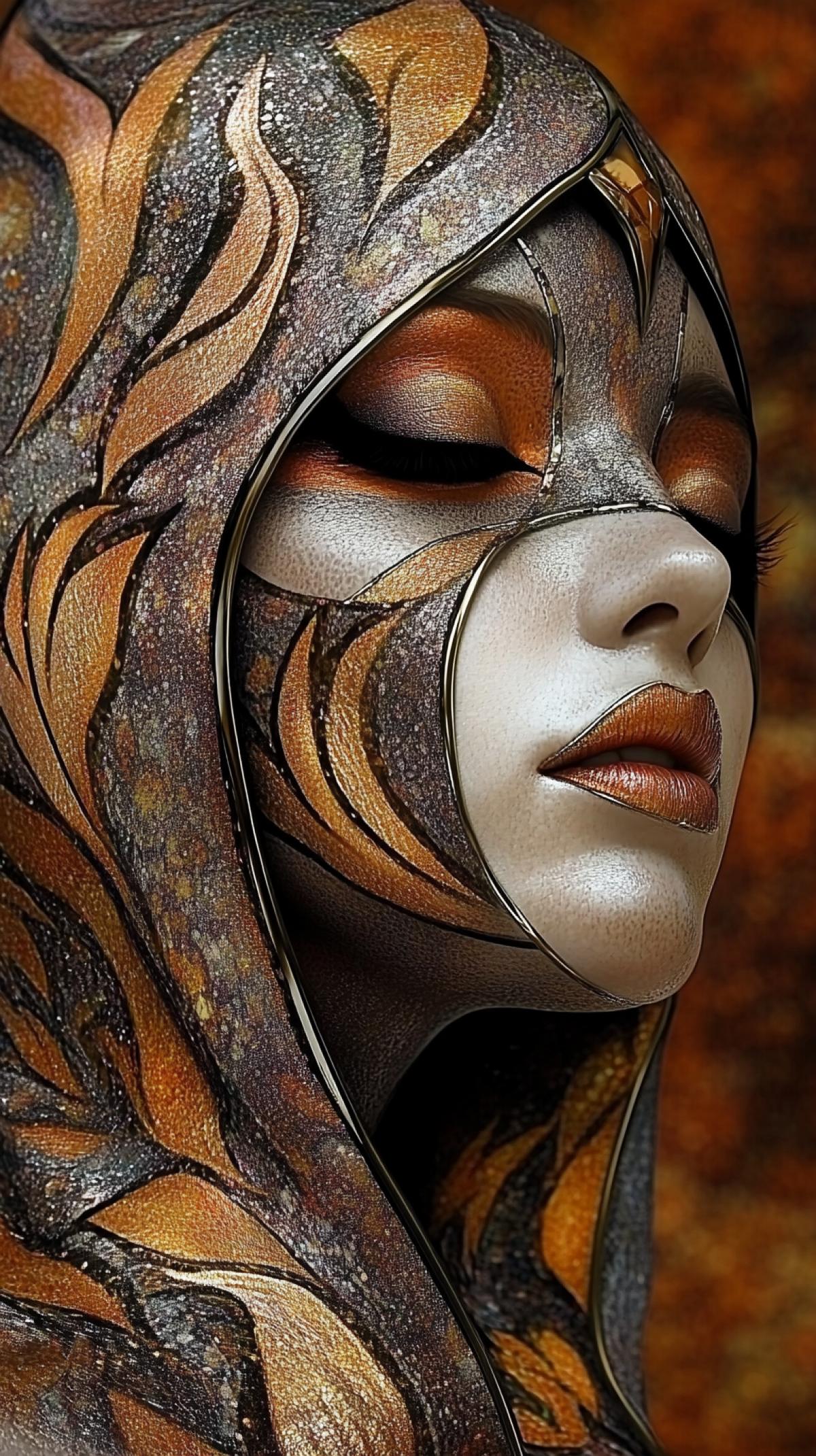 Witch, art, photography, inspiration, chrome, grandiose futuristic, shades of orange, dark and green