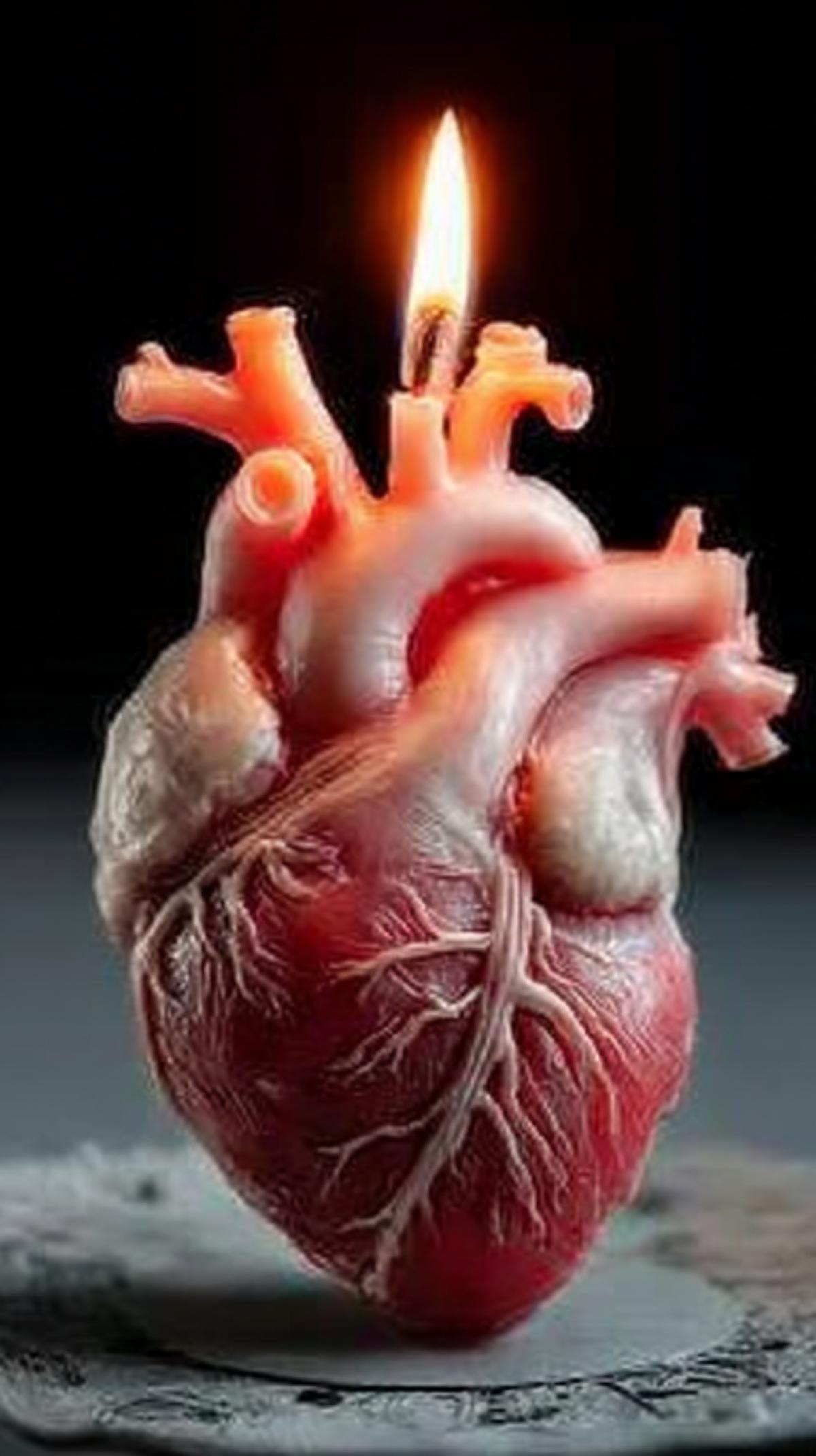 anatomical heart in the shape of a candle, photo