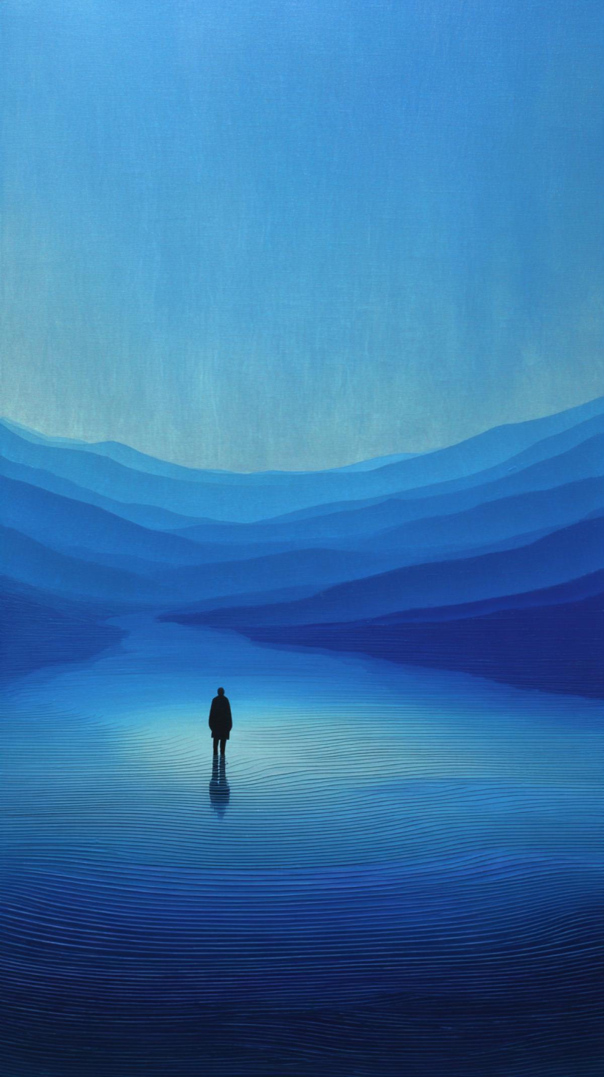 Truly, truly, I say to you, unless one is born of water and the Spirit, he cannot enter the kingdom of God. Minimalist painting ar 9:16 v 7 stylize 750