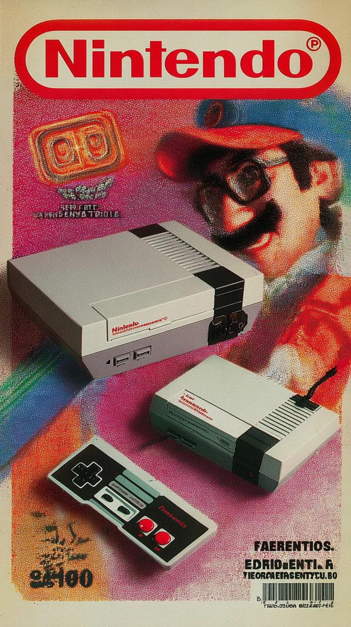 Nintendo, 90s style promotional poster, grainy
