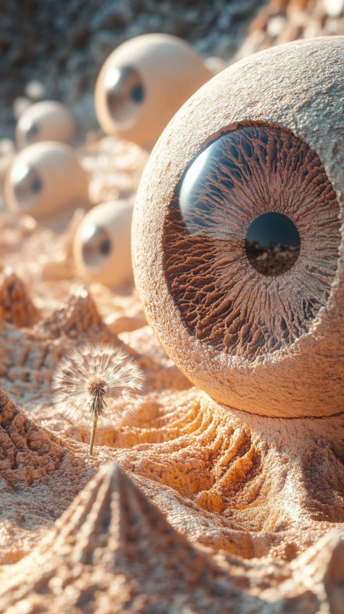 beholders round eye, sand garden intricate abstract fantasy, m4kcripts+cartography+vases+ship+dandelions+pyramids com4k, miracle shape, miniature minimalist design, another life+nature, dzen mood