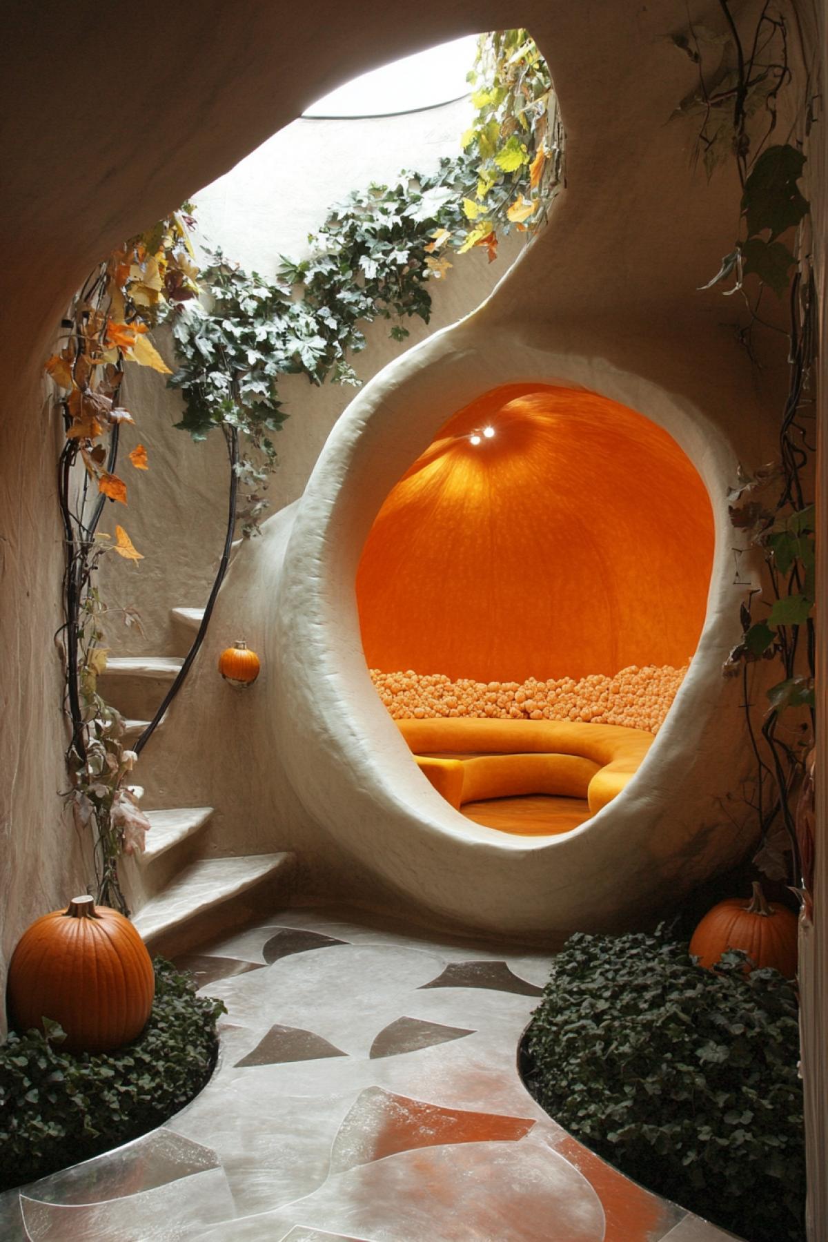 Luxury interior inside pumpkin with edible walls lots of details photo for interior architecture review