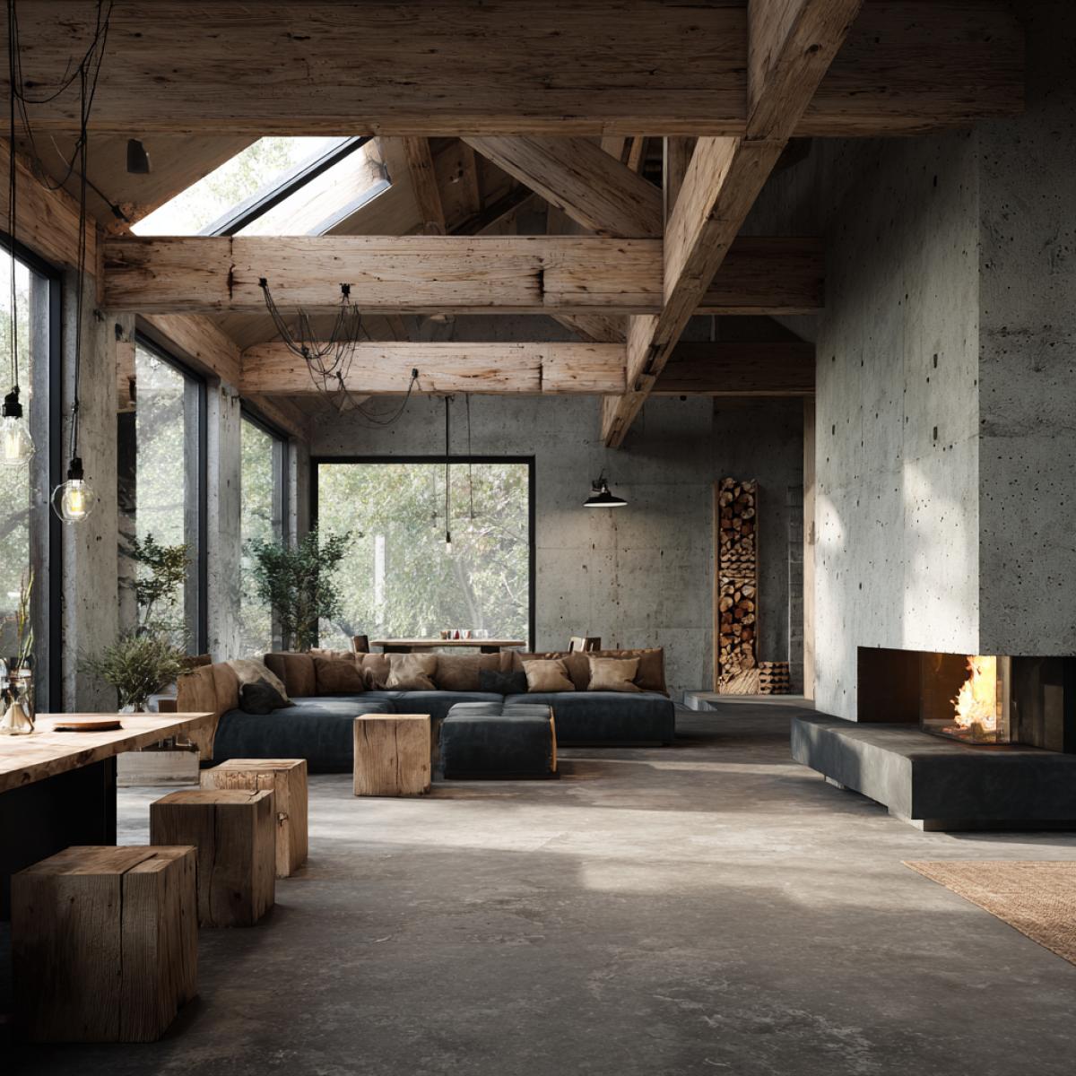 Concrete and wood interior