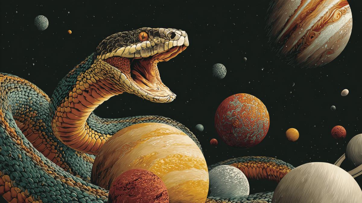 A big snake devours planets