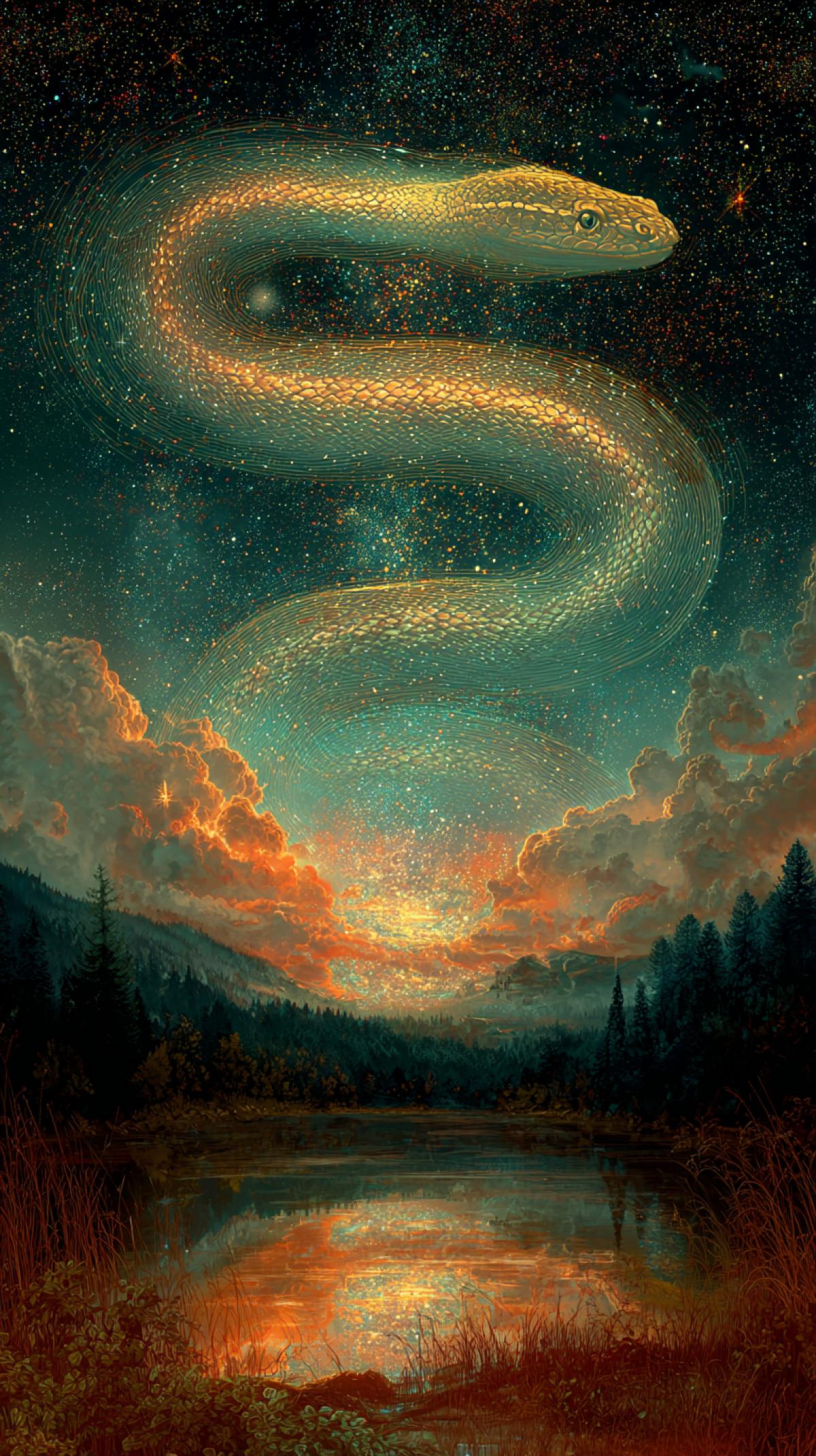 Very big space galactic serpent magic surrealism