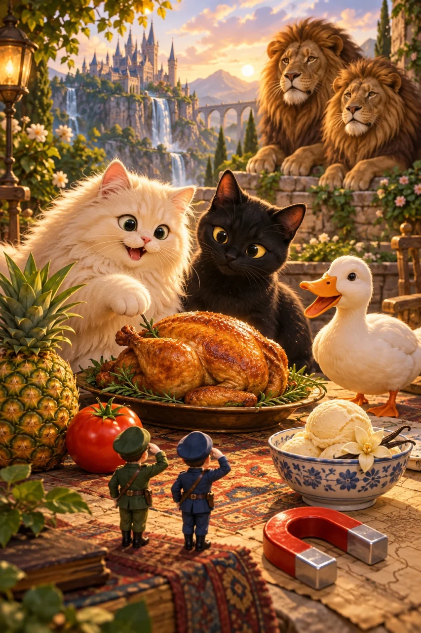🐈🐈‍⬛🍗🦆🍍🧲🍅🫡🫡🍨🦁🦁