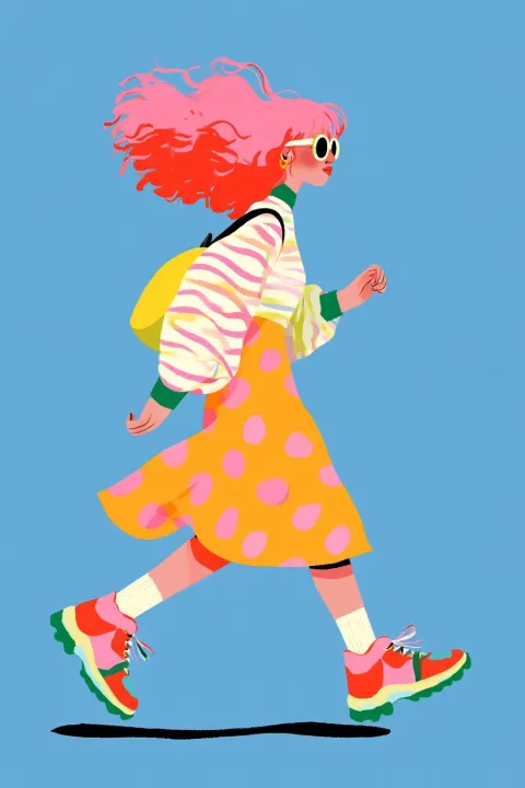 person illustration walking game graphic like candyland
