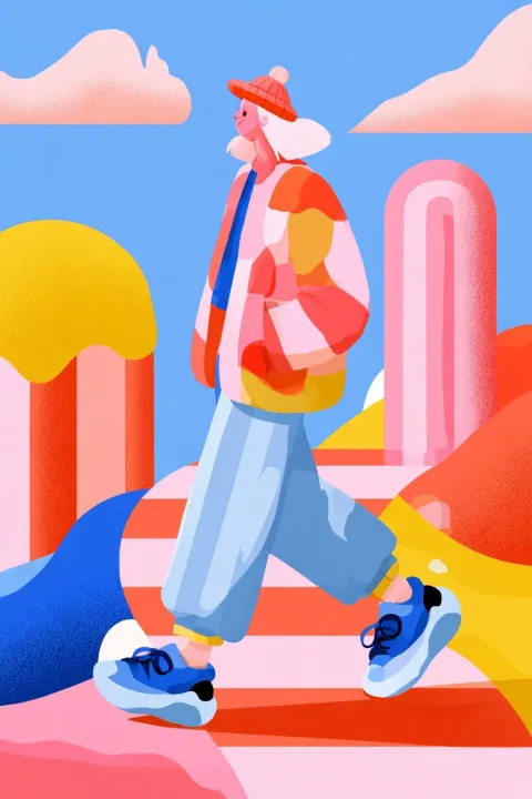 person illustration walking game graphic like candyland