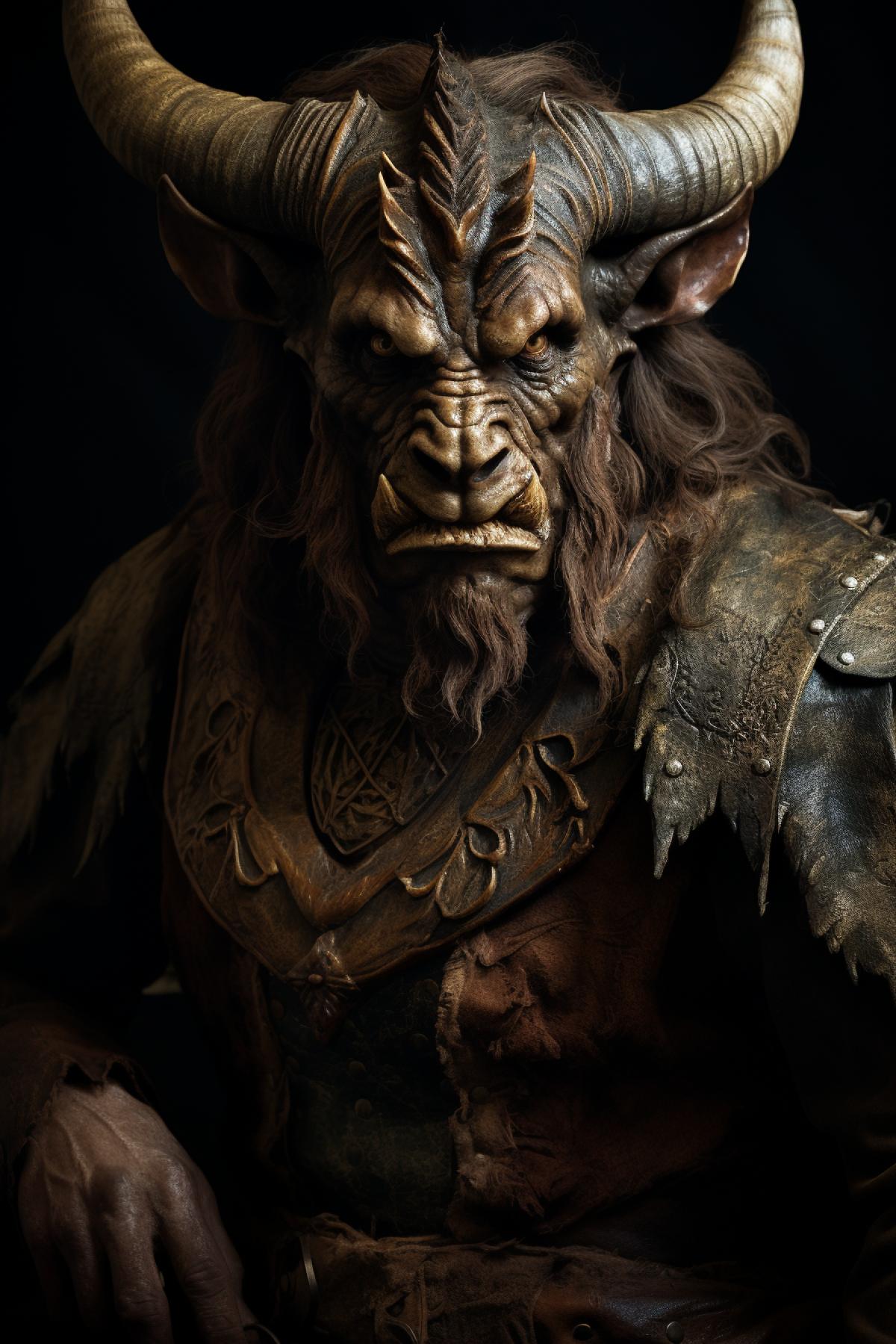 Minotaur, detailed portrait, professional photography
