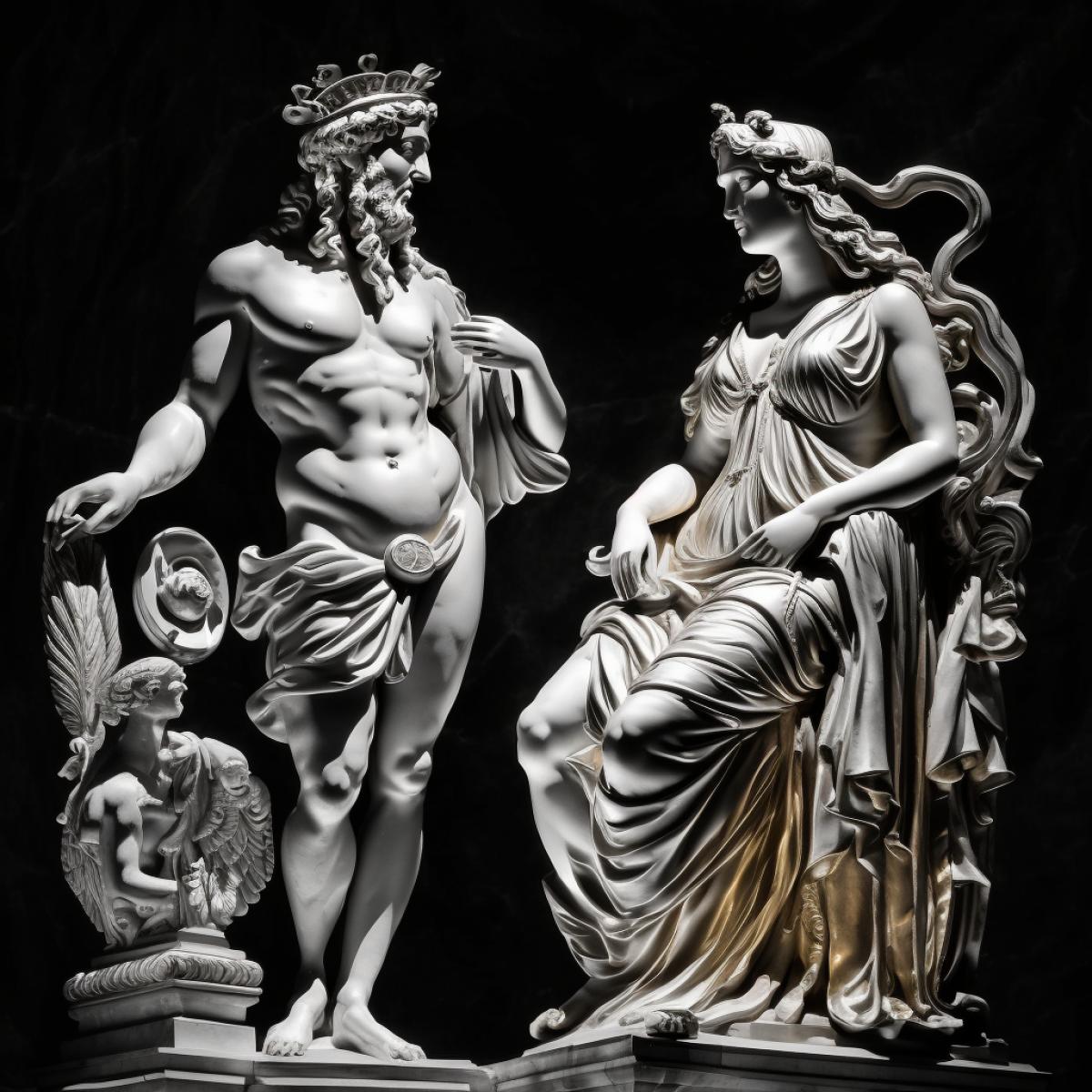 meeting of the god Jupiter and the goddess Venus