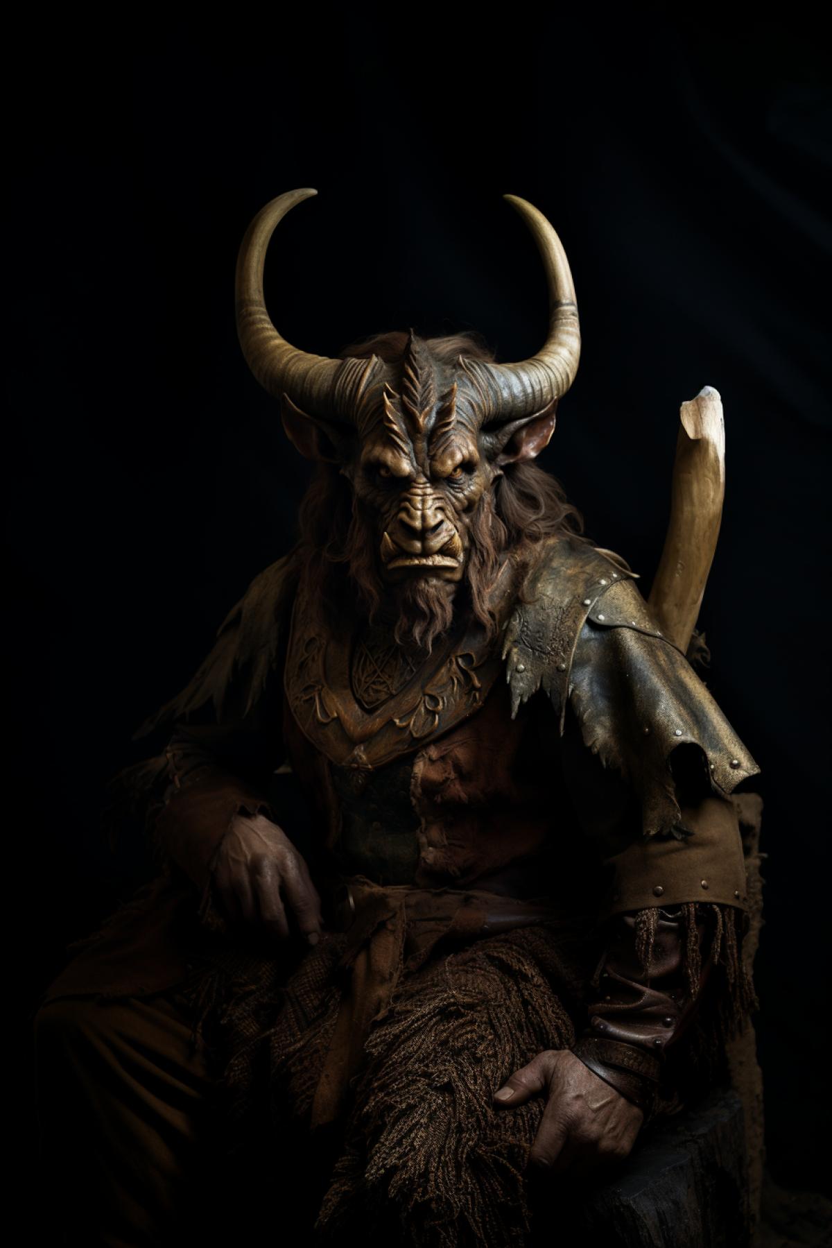 Minotaur, detailed portrait, professional photography