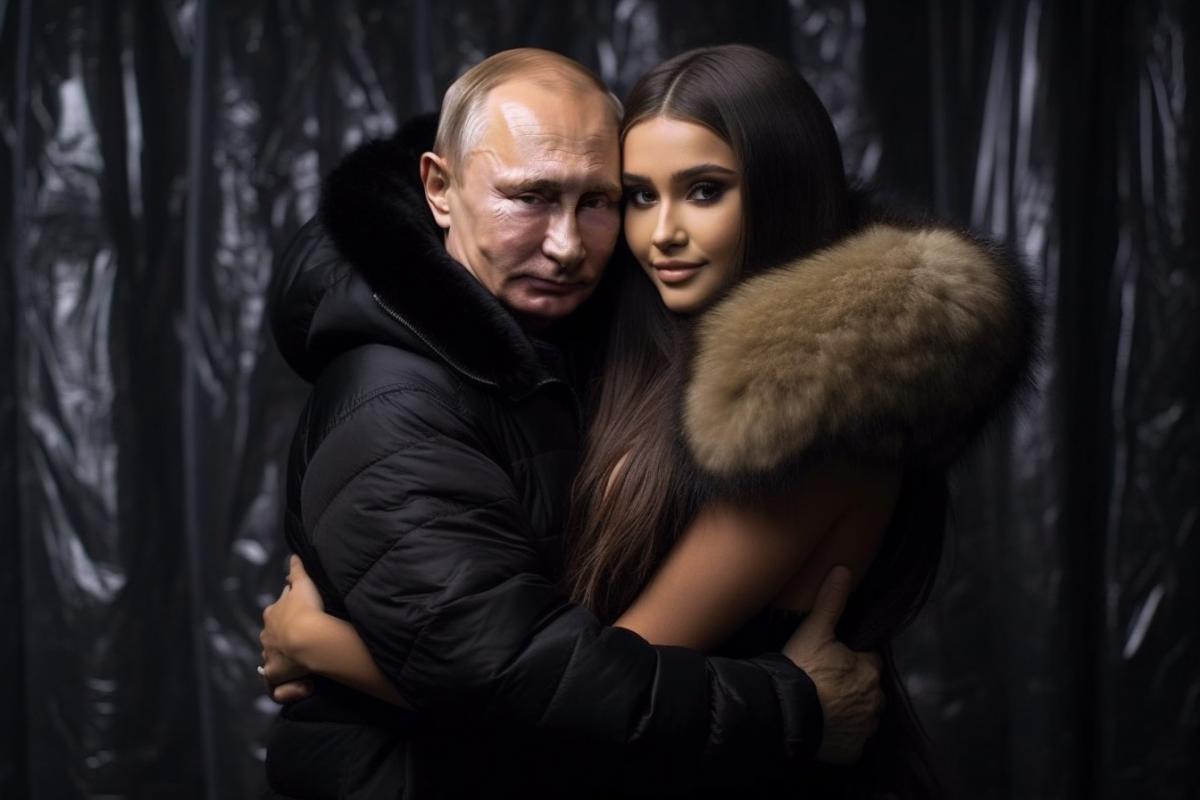 Putin and Ariana Grande hugging, paparazzi photo
