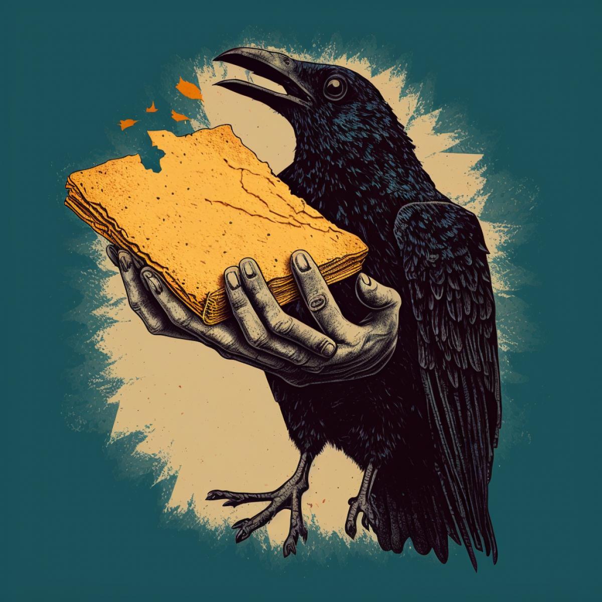 God hands the crow a piece of cheese