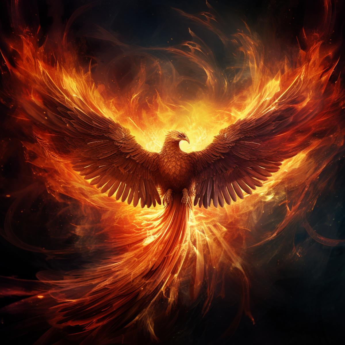 In short, we can say that the Phoenix Bird symbolizes an entire life cycle, not only of humans, but of everything that exists in the universe: birth, death and the hope of a new beginning, Realistic, Centered-Shot, Intangible