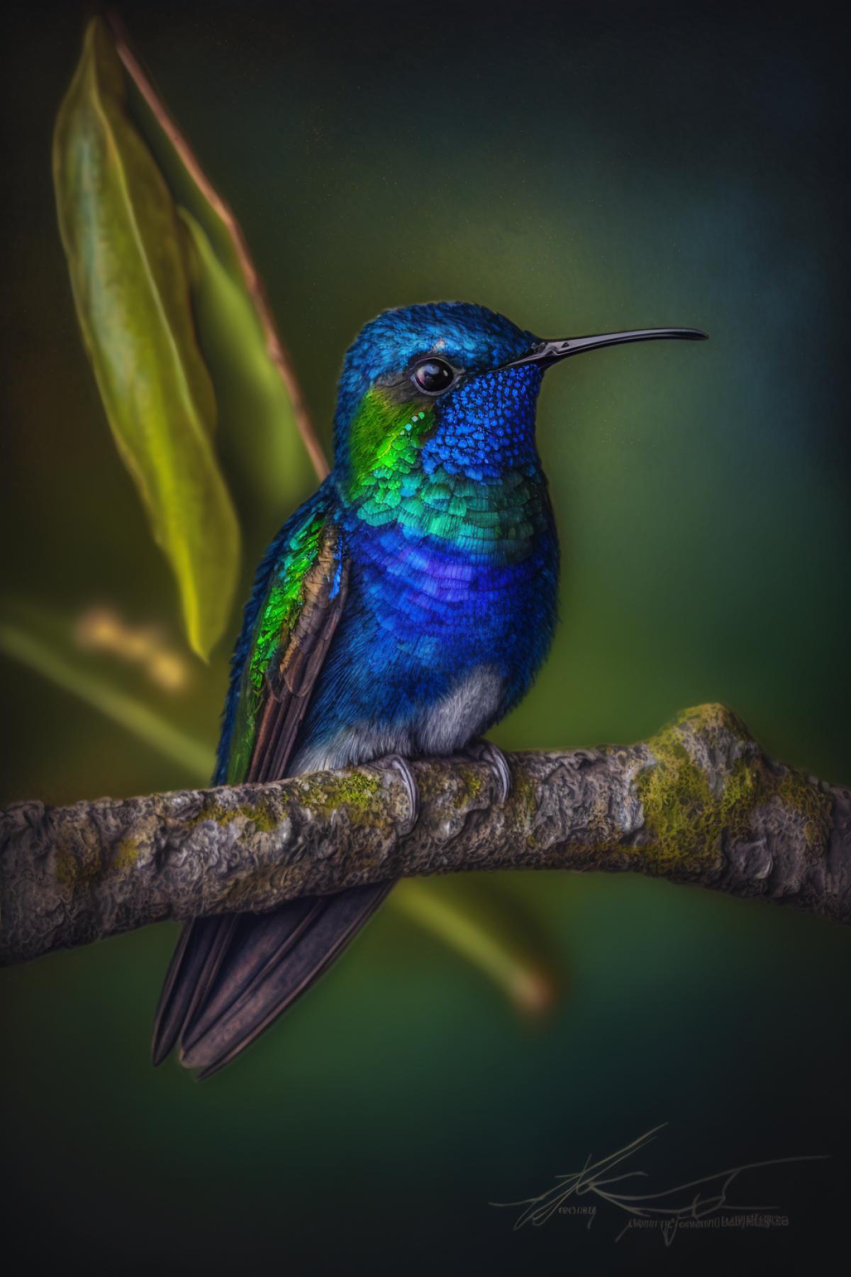bright hummingbird, shot with a Nikon D850 DSLR and 105mm f/2.8G IF-ED VR Micro lens, photorealistic, ground-level shot, natural light, depth of field, macro landscape photography