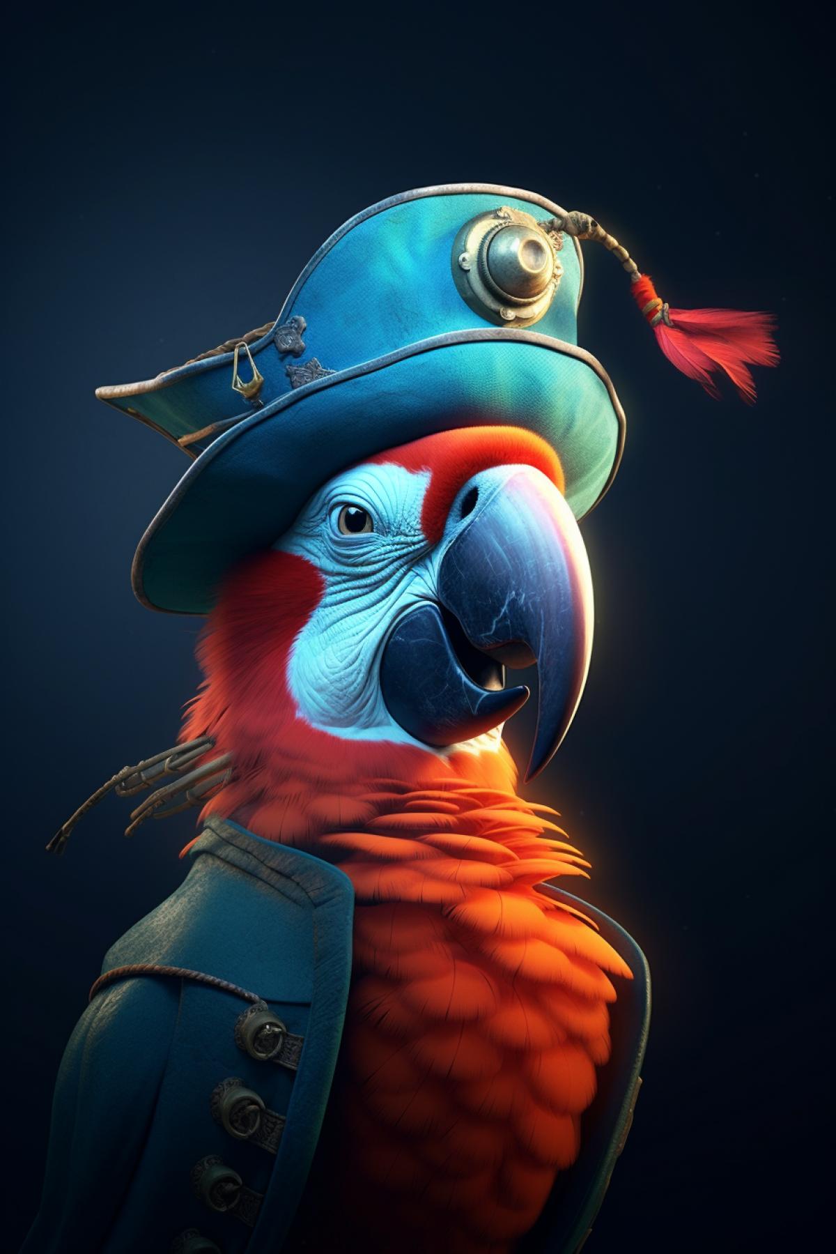 Parrot in a hat, rockettail