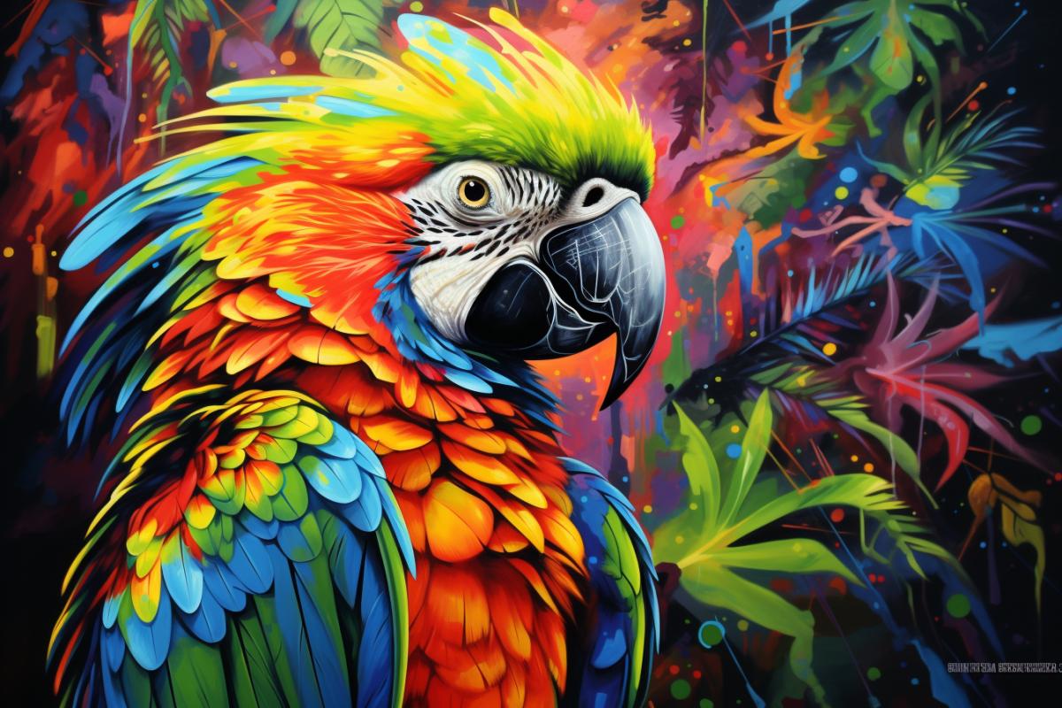 Bird, rastaman pearocket, bright colors, maximum detail, high quality