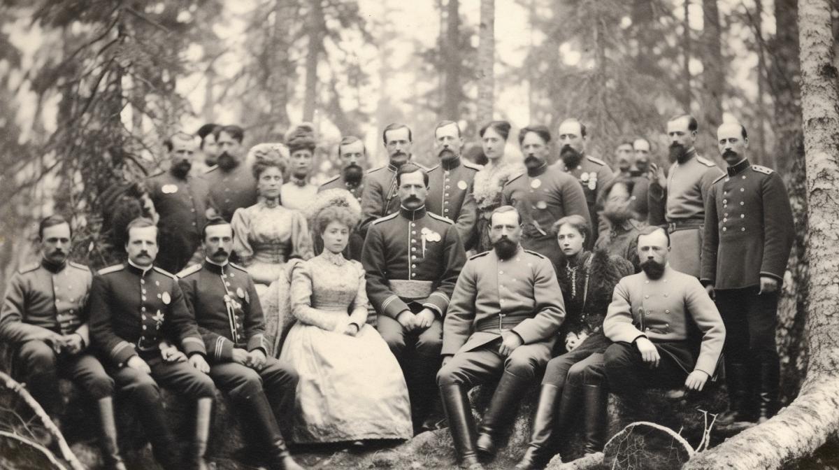 Ceremonial photo of the Romanov royal family at the beginning of the 20th century