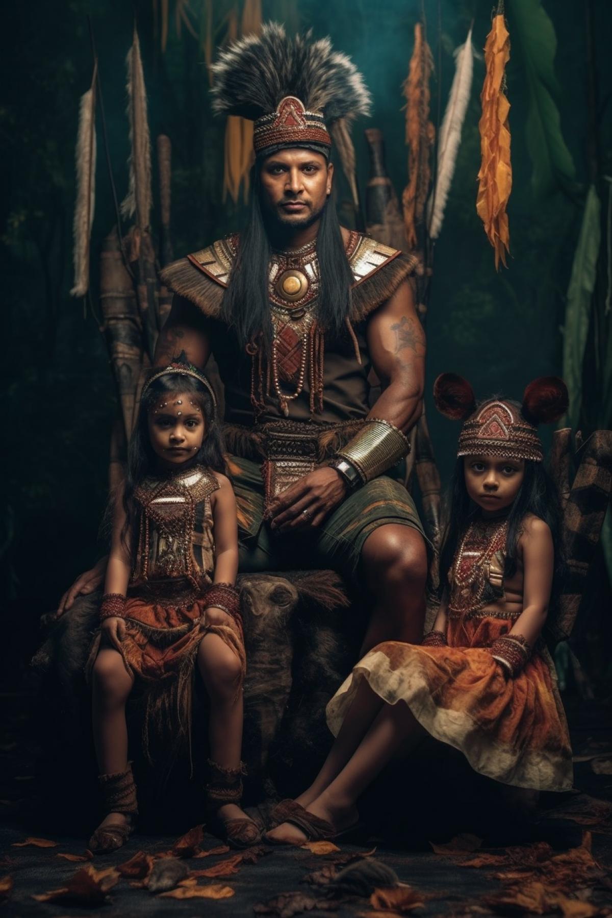 The Indian is sitting next to his girlfriend and in the hands of the girl is a little girl
