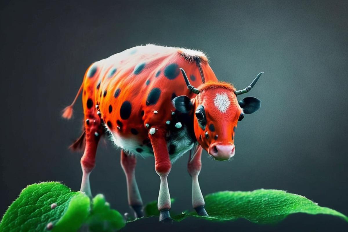 Red cow with dark spots