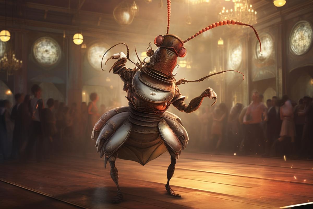 Cockroach dancing in the disco, steampunk