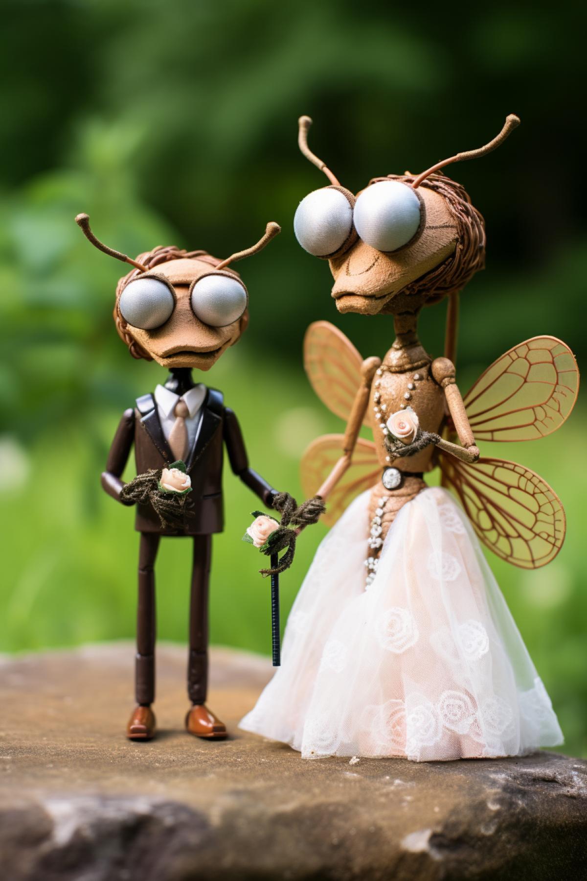Ant and dragonfly wedding photo
