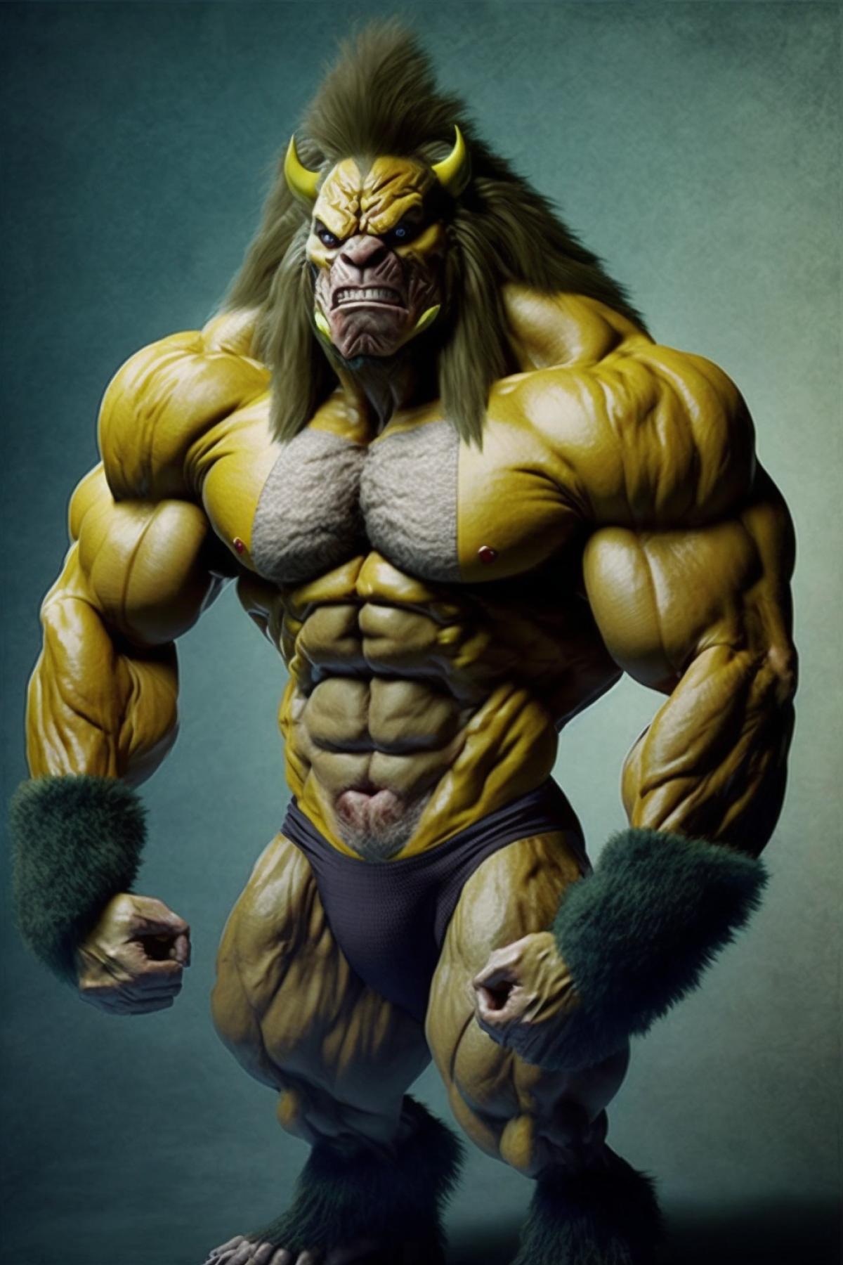 Bodybuilder in the form of an animal