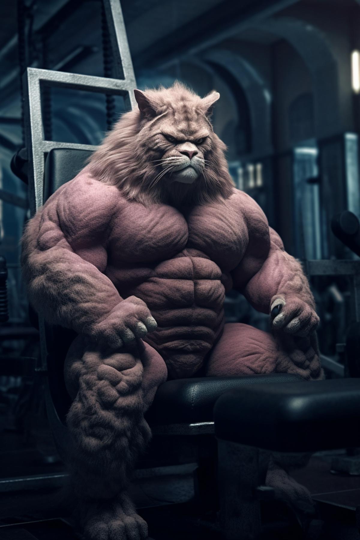 Very muscular cat bodybuilders