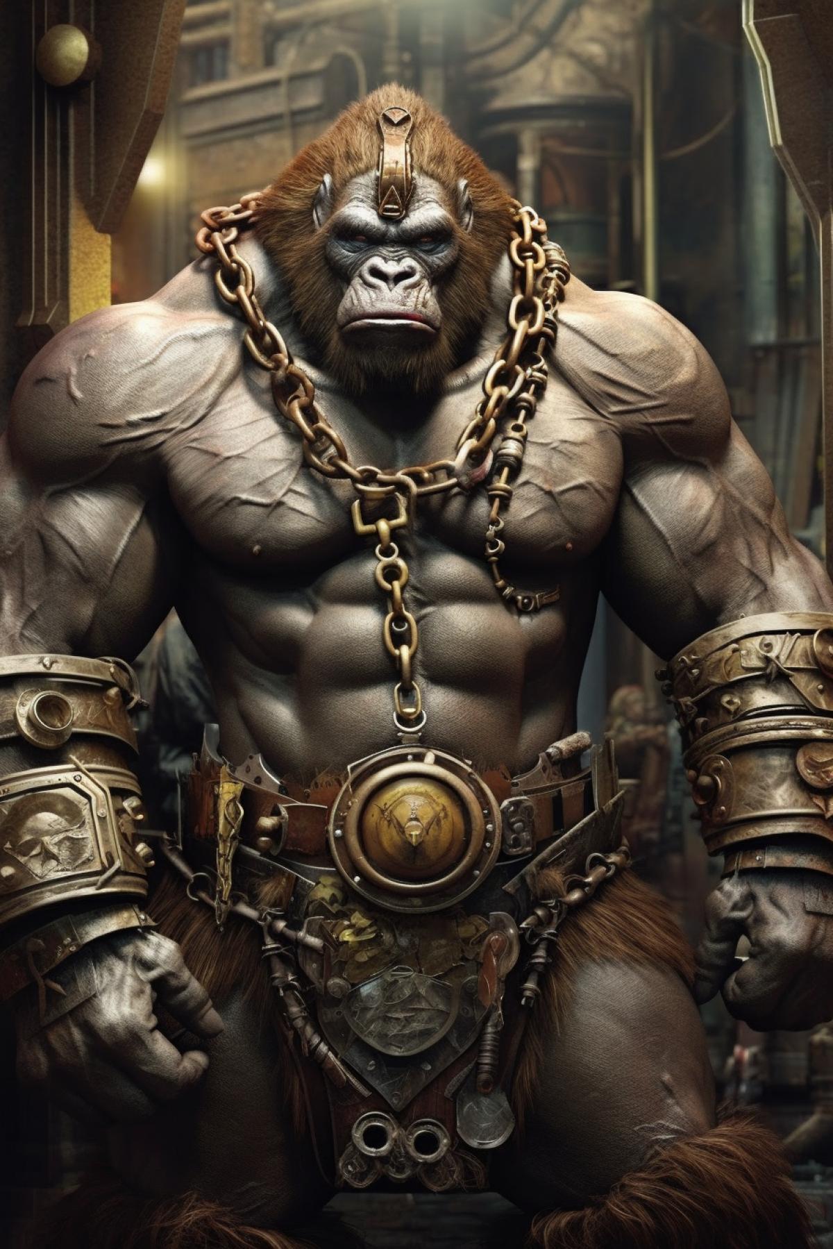 Gorilla bodybuilding, steampunk, pranapunk, manapunk